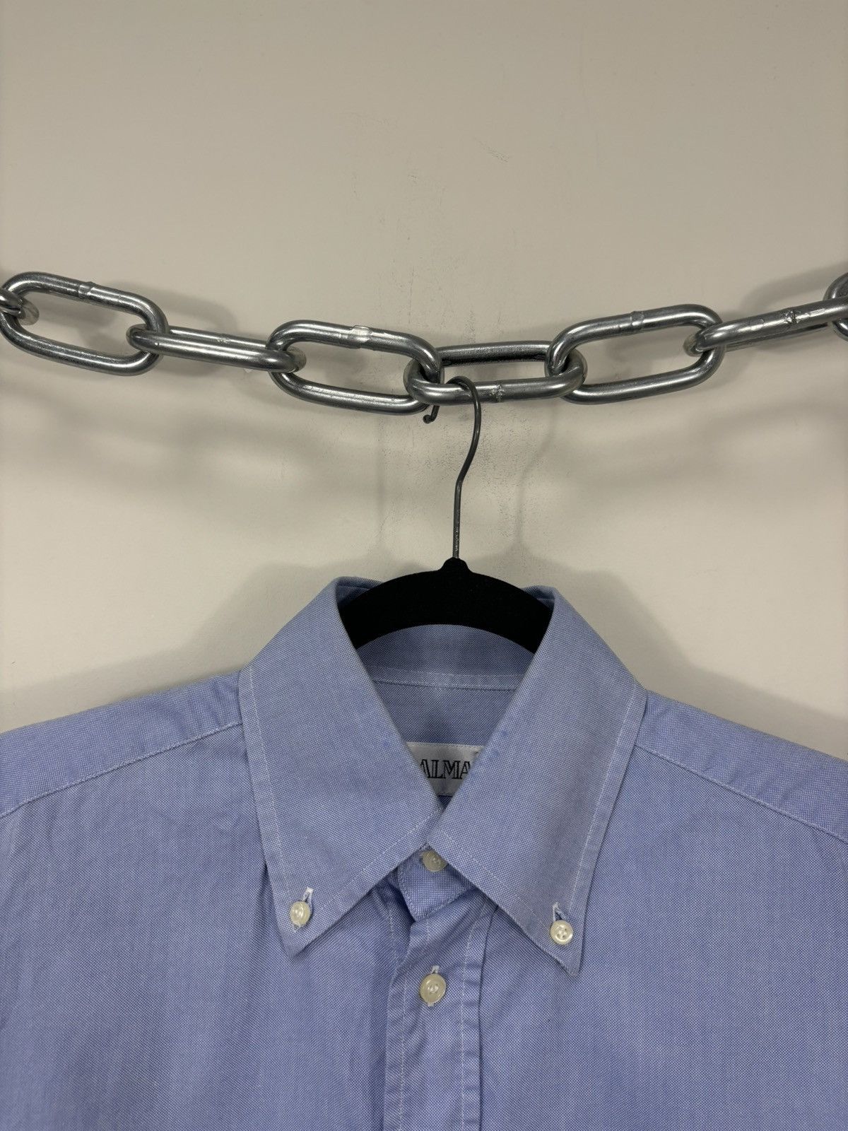 Balmain Vintage Balmain Men’s Light Blue Luxury Oxford Dress Shirt Size US M / EU 48-50 / 2 - 5 Thumbnail