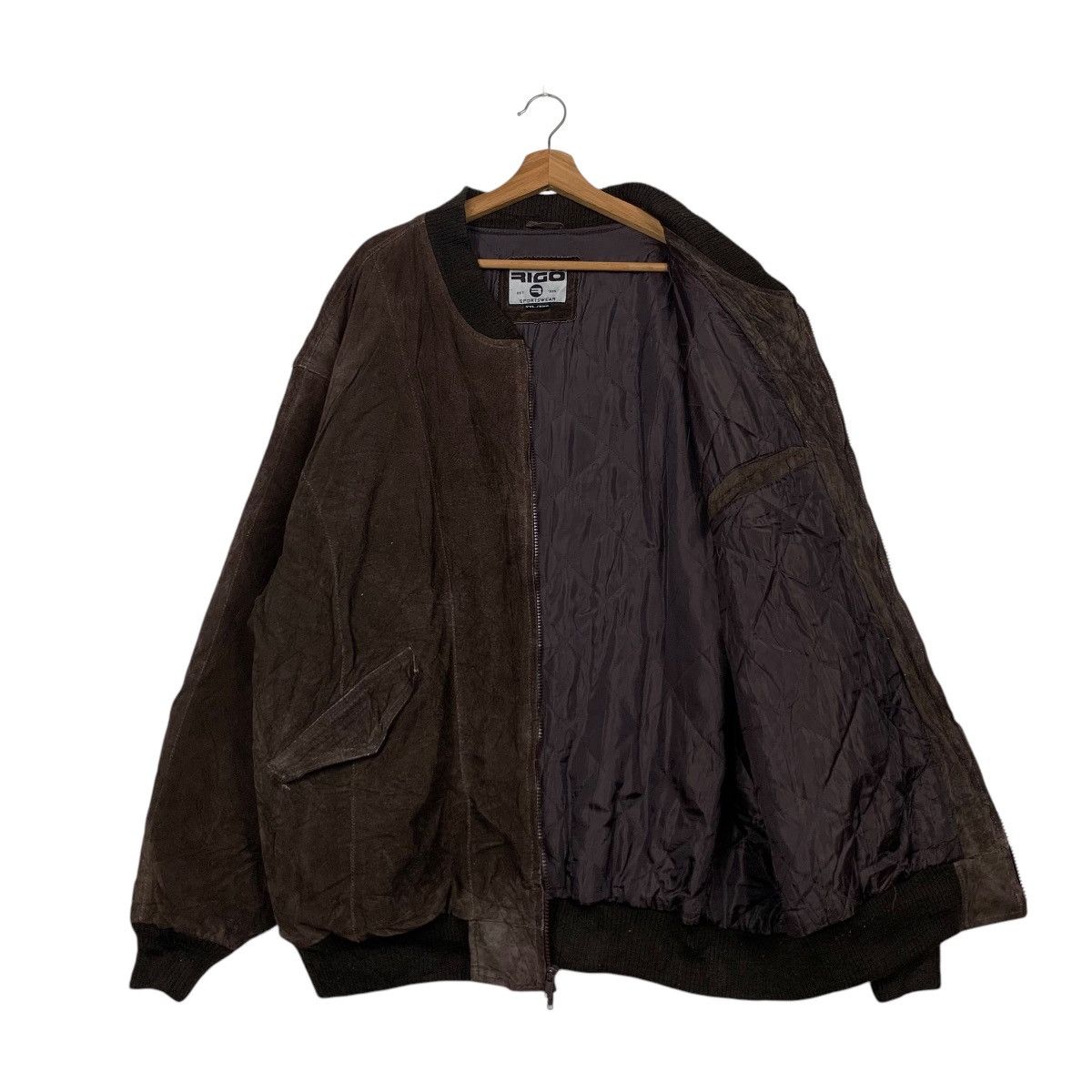 Vintage 90’s RIGO Sportswear Leather Bomber Jacket #2182-C96 Size US XXL / EU 58 / 5 - 9 Thumbnail