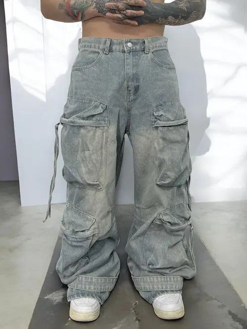 VIBE Baggy Cargo Denim Jeans, Oversized Jeans Size US 30 / EU 46 - 8 Thumbnail