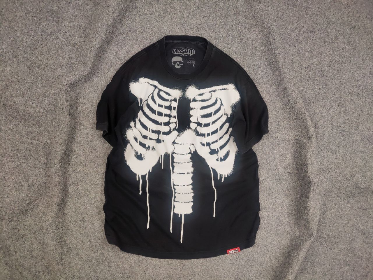 Dissizit Vintage Dissizit Sun Faded Black Skeleton T shirt USA Made Size US L / EU 52-54 / 3 - 1 Thumbnail