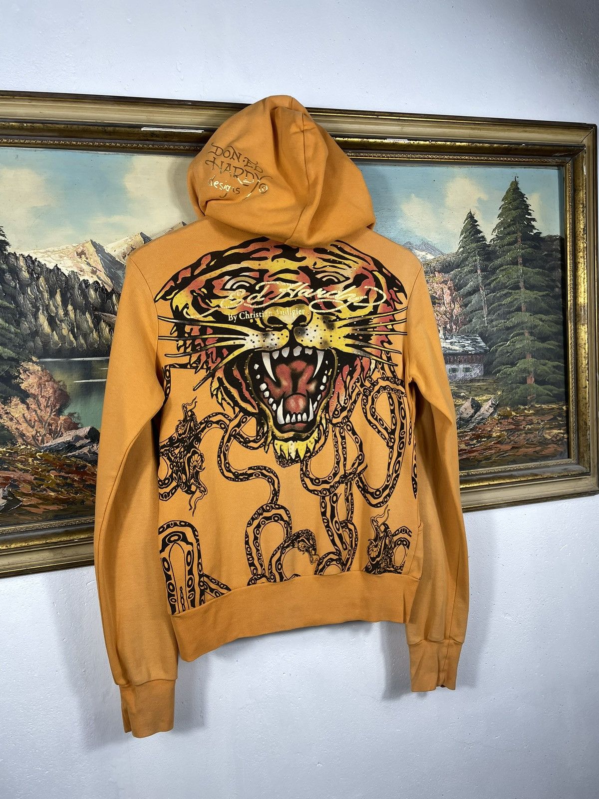 Christian Audigier × Ed Hardy × Vintage Ed Hardy Retro 00s Hoodie With Crystals Affliction Grunge Size US XS / EU 42 / 0 - 8 Thumbnail