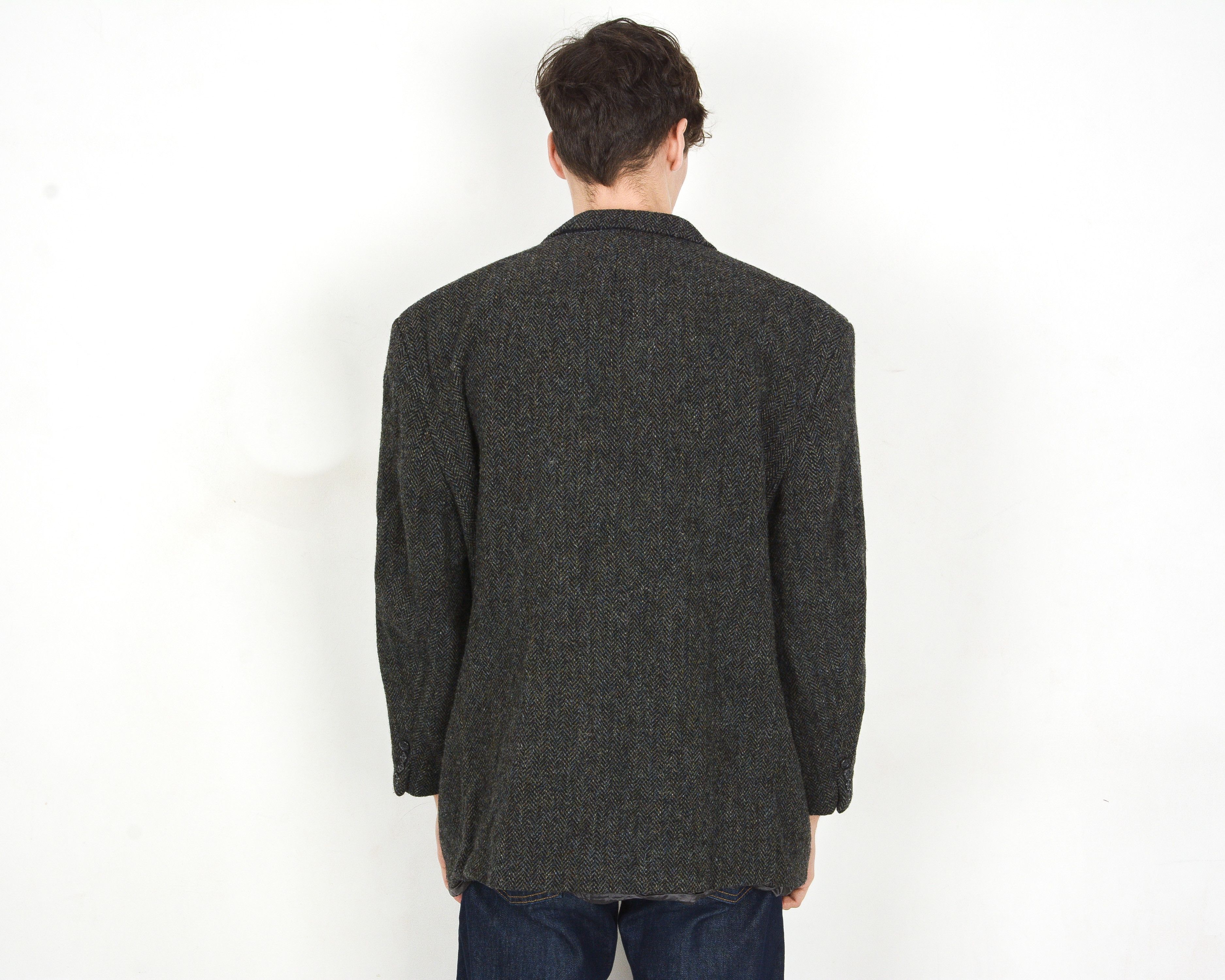 Harris Tweed Herringbone Blazer US 50S Wool Suit Tweed Jacket Coat 3XL Size 50S - 3 Thumbnail