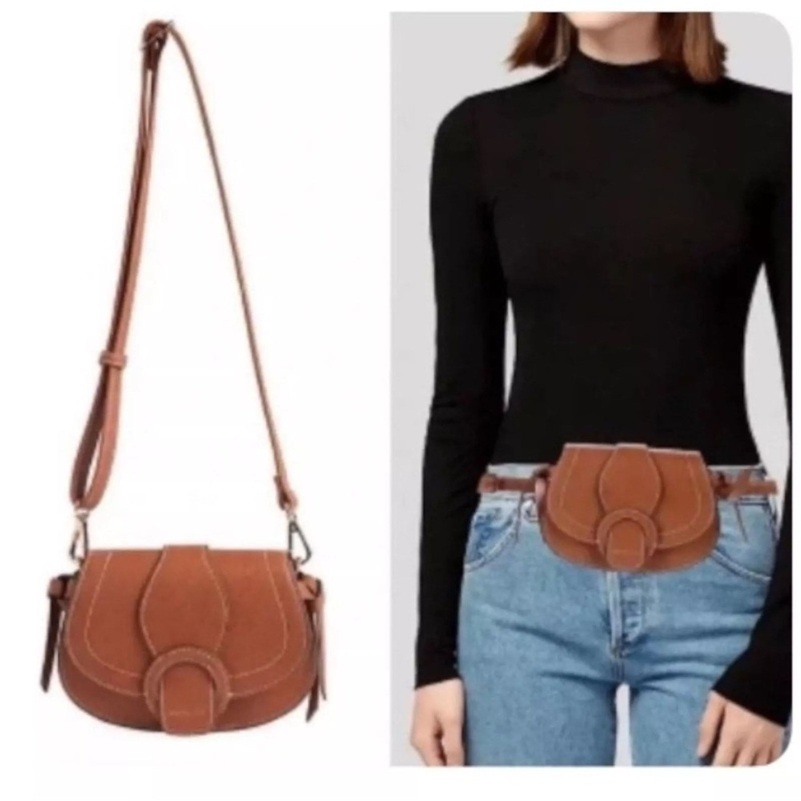 Rachel Zoe Rachel Zoe Saddle Crossbody Bag Cognac Brown NWT Size ONE SIZE - 5 Thumbnail