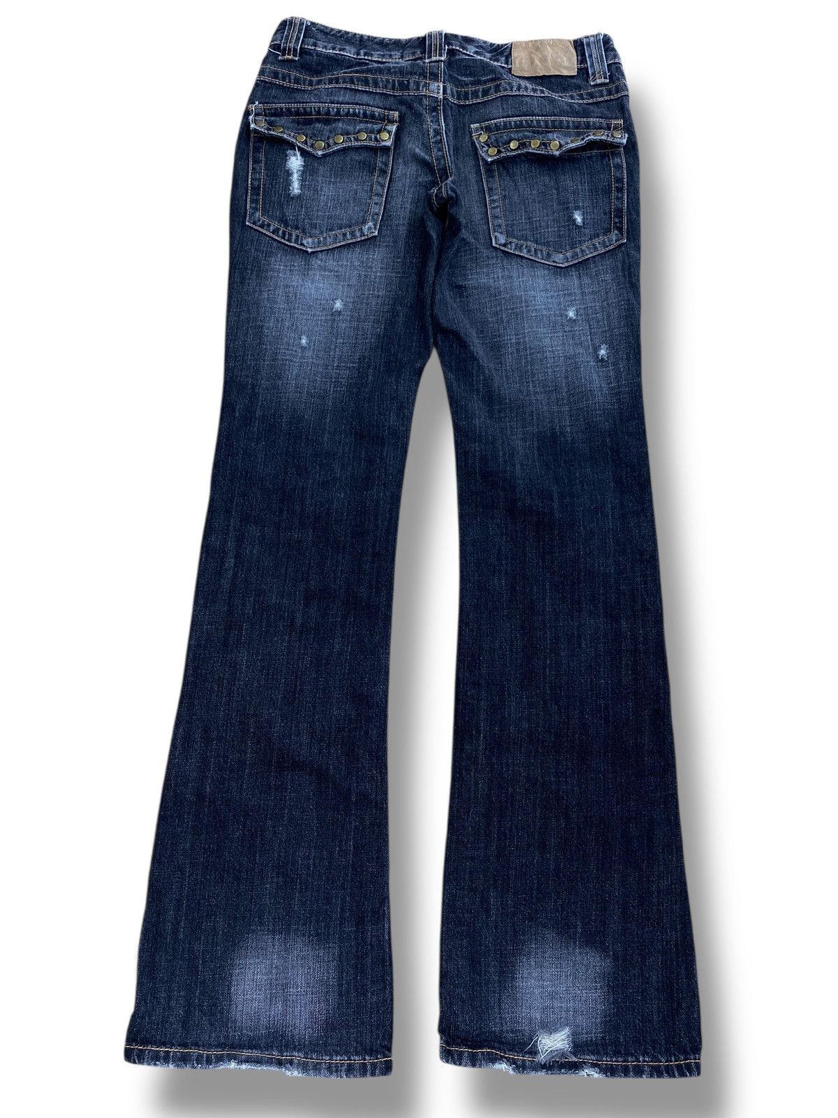 Japanese Brand Japanese Brand Beast Faded Wash Studded Ripped Flare Jeans Size US 30 / EU 46 - 3 Thumbnail
