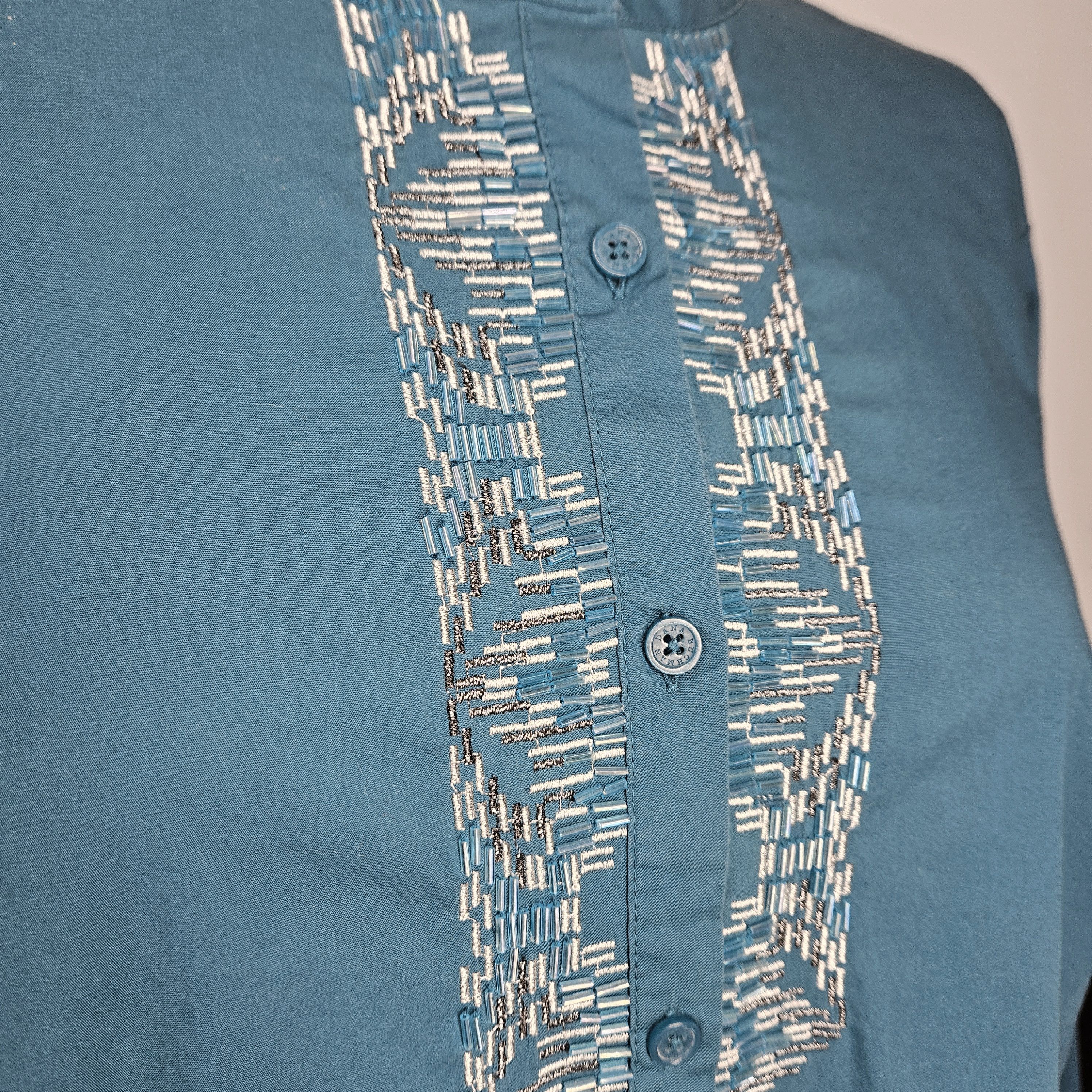Other Dana Buchman Sze 2X Shirt Button Down 100% Cotton Beaded Size XXL / US 16-18 / IT 52-54 - 8 Thumbnail