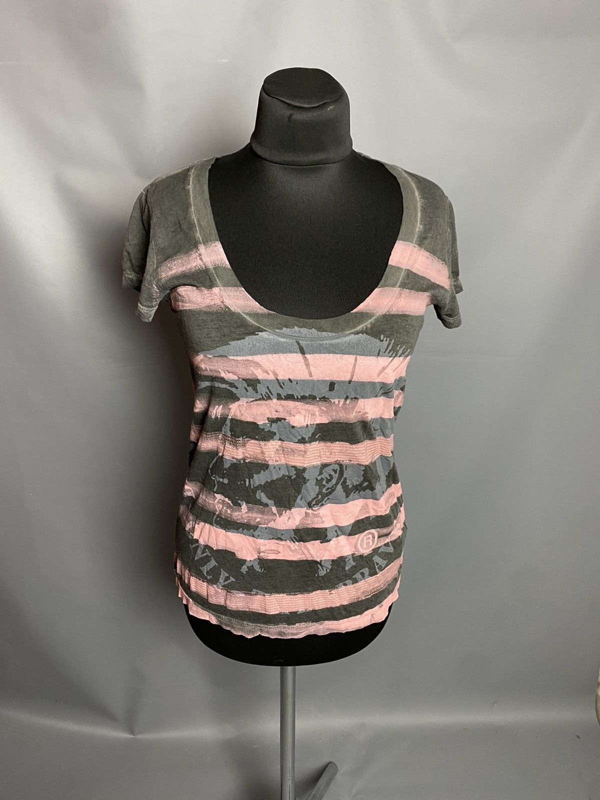 Diesel Diesel Women’s Graphic Stripe T-Shirt Size S Wash Pink Logo Size S / US 4 / IT 40 - 1 Thumbnail
