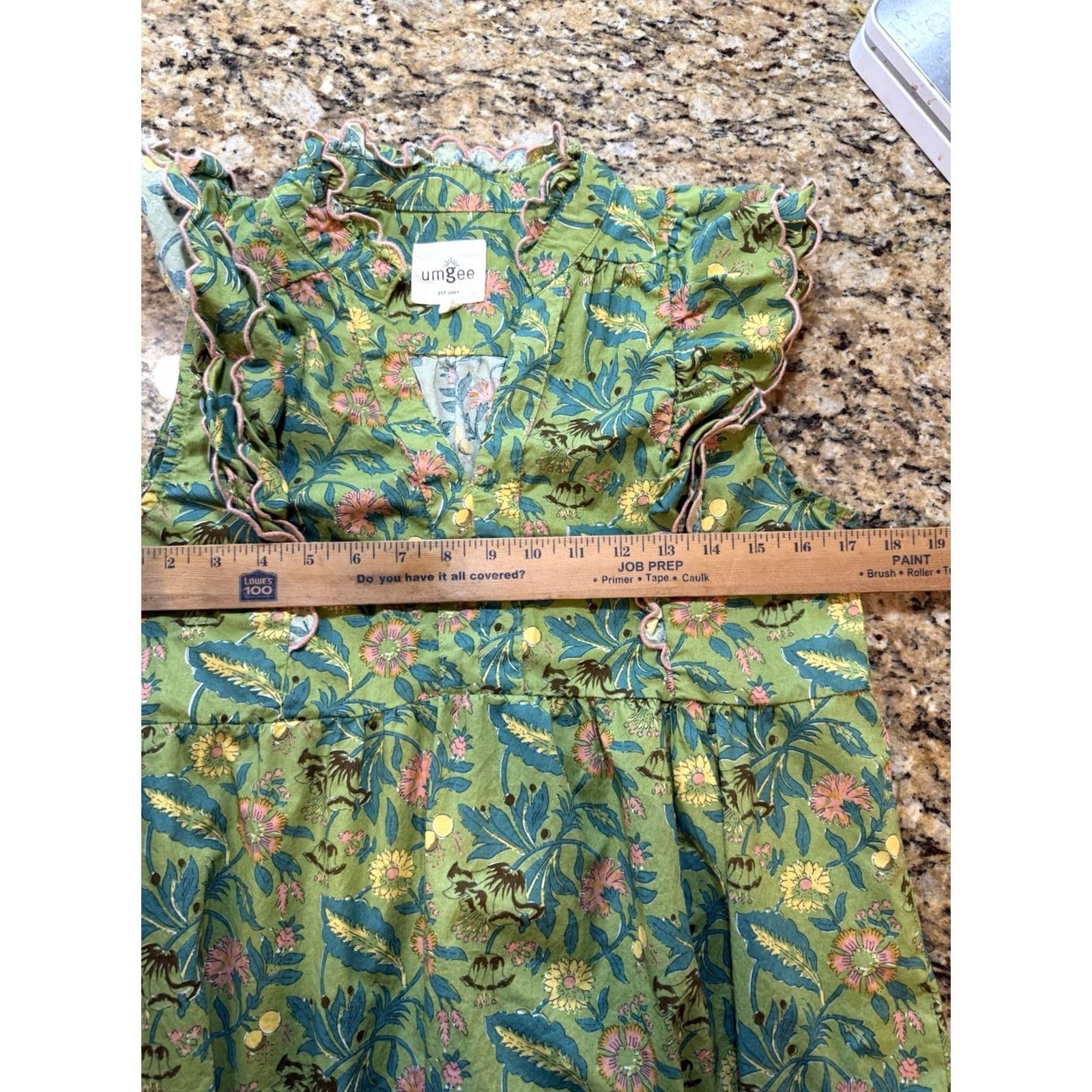 Vintage VINTAGE Umgee green Floral Garden Print Silky Cotton Tiered flutter Midi Dress Small Womens" Size S / US 4 / IT 40 - 4 Thumbnail
