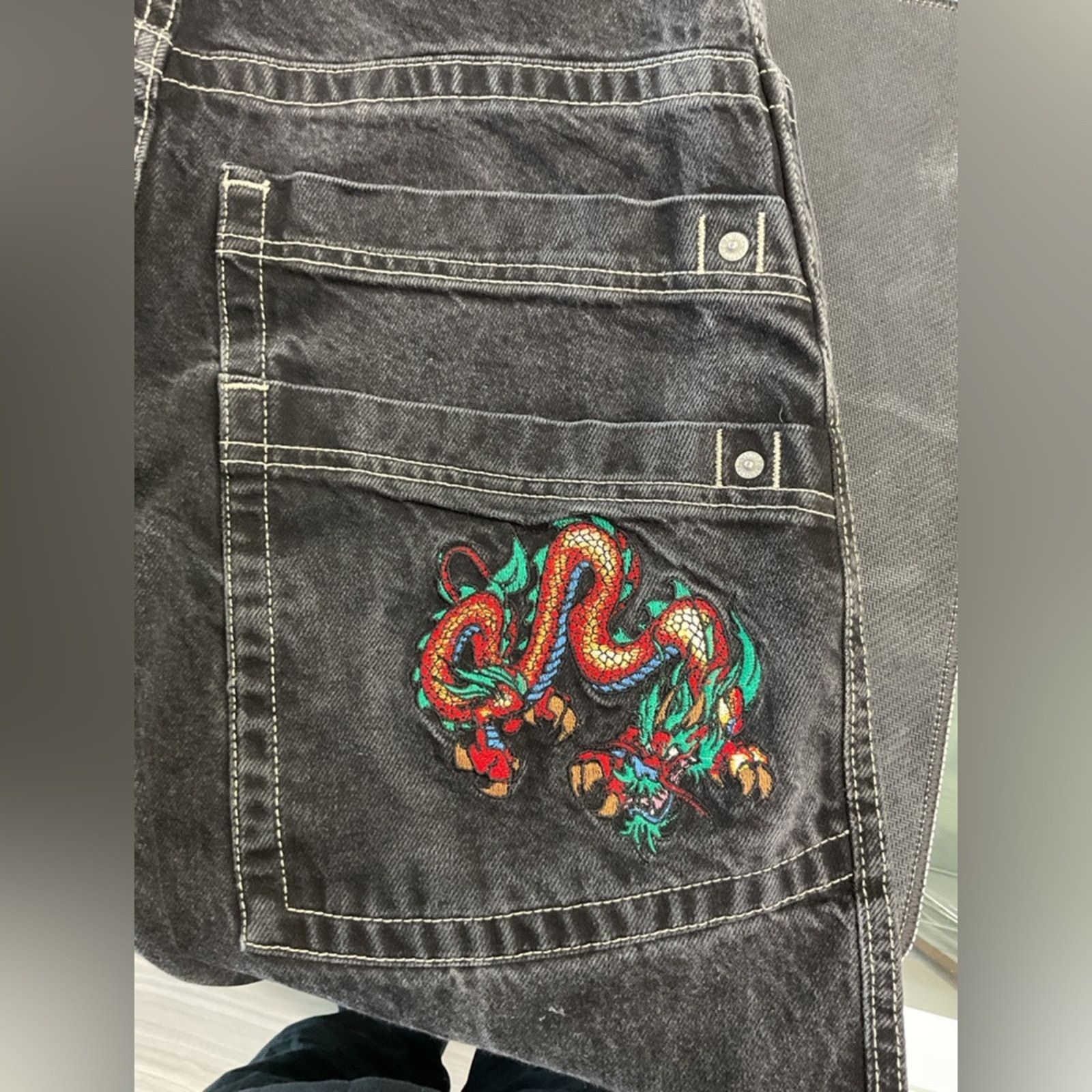 JNCO JNCO Dragon Embroidered Double pocket Denim jeans Size US 28 / EU 44 - 6 Thumbnail