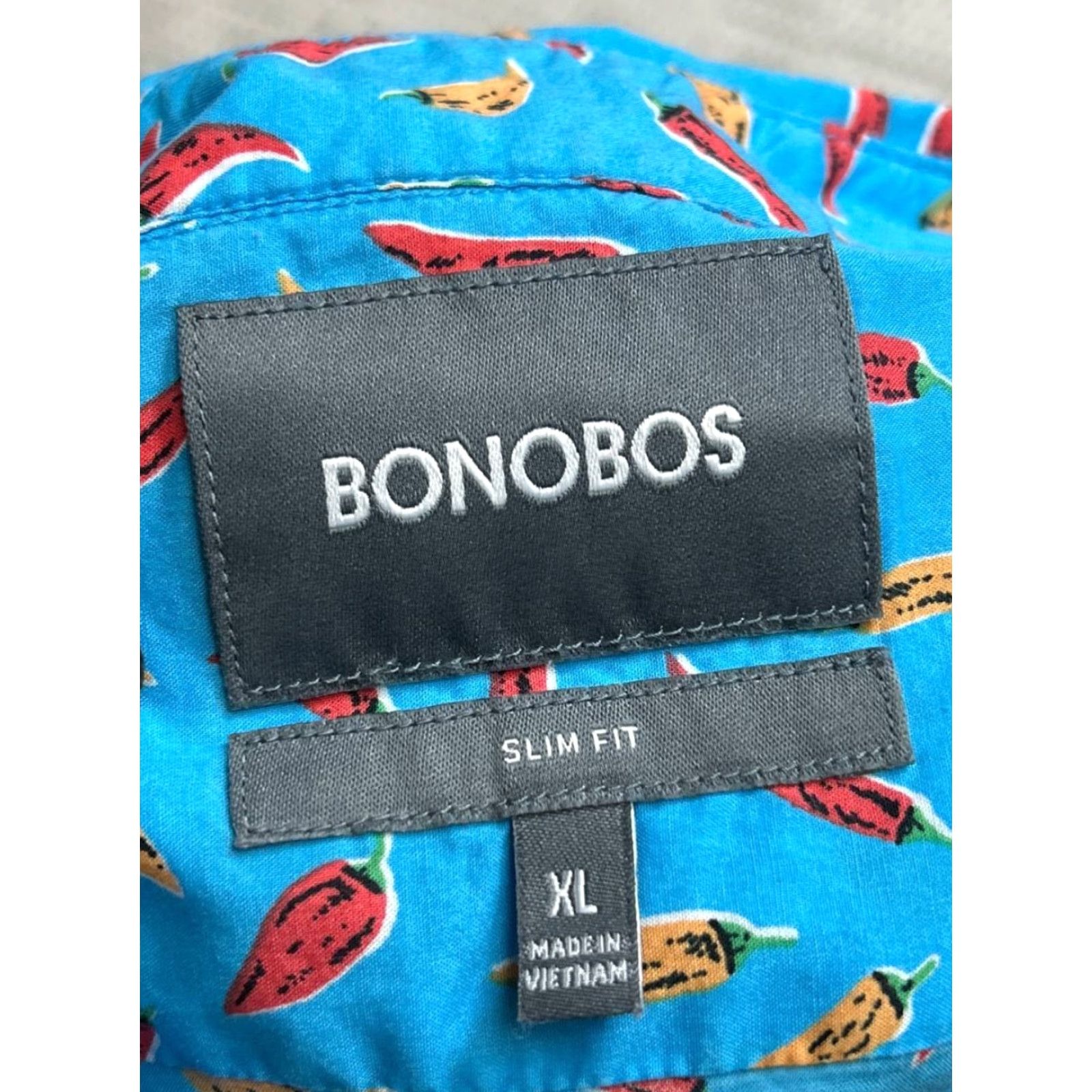 Bonobos Bonobos Shirt Mens XL Blue Chili Pepper Print Slim Fit Cotton Button-Down Casual Size US XL / EU 56 / 4 - 4 Thumbnail