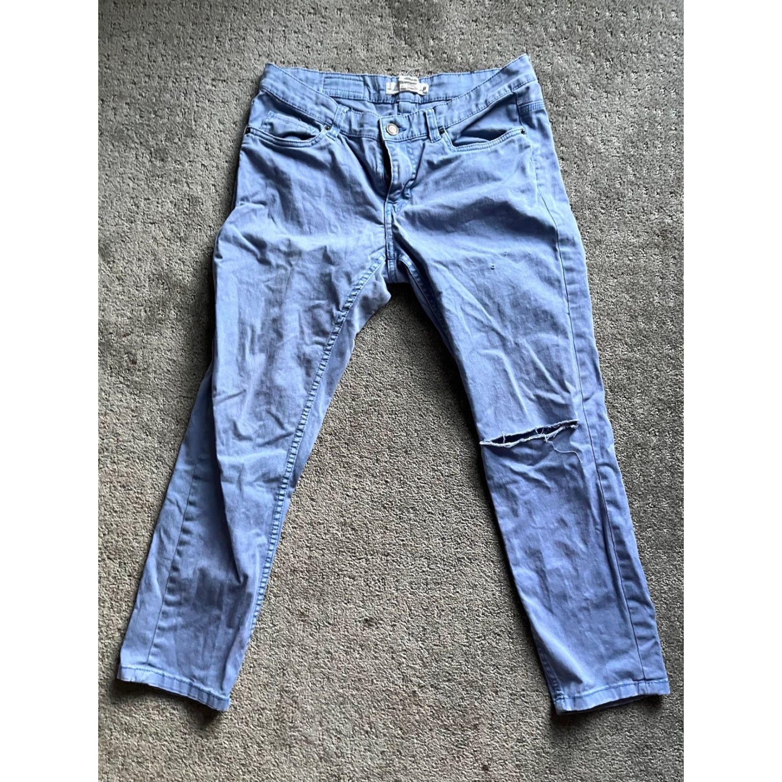 H&M H&M Dress Pants Women 8 Blue Flat Front Slim Ankle Zip Business Casual Trousers Regular Fit Size 30" / US 8 / IT 44 - 3 Thumbnail