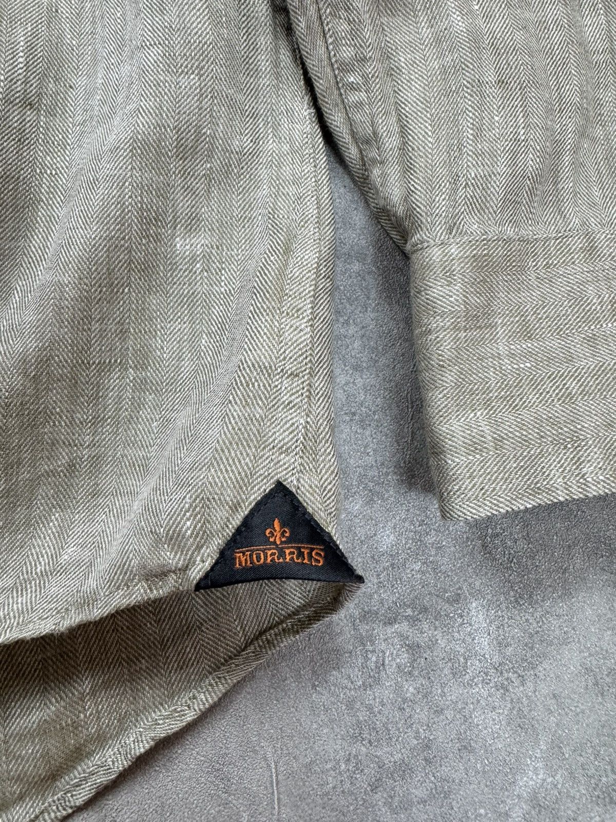Morris MORRIS Pure Linen Shirt Herringbone Button Up Long Sleeve Size US L / EU 52-54 / 3 - 6 Thumbnail