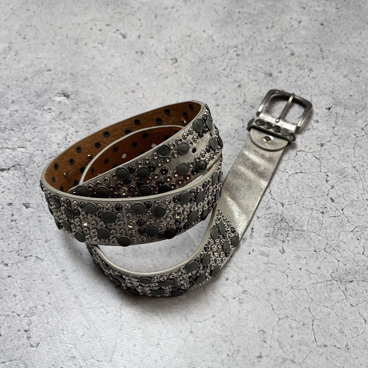 Japanese Brand × Vintage Vintage Leather Belt With Crystal B.B. Simon Supreme Style Size ONE SIZE - 7 Thumbnail