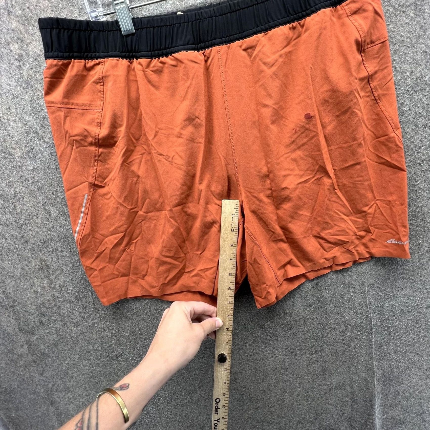 Eddie Bauer Eddie Bauer Shorts Mens Large Orange Athletic Lined 7 Inseam Reflective Pockets Drawstring Lightweight Stretch Debug Size US 33 - 5 Thumbnail