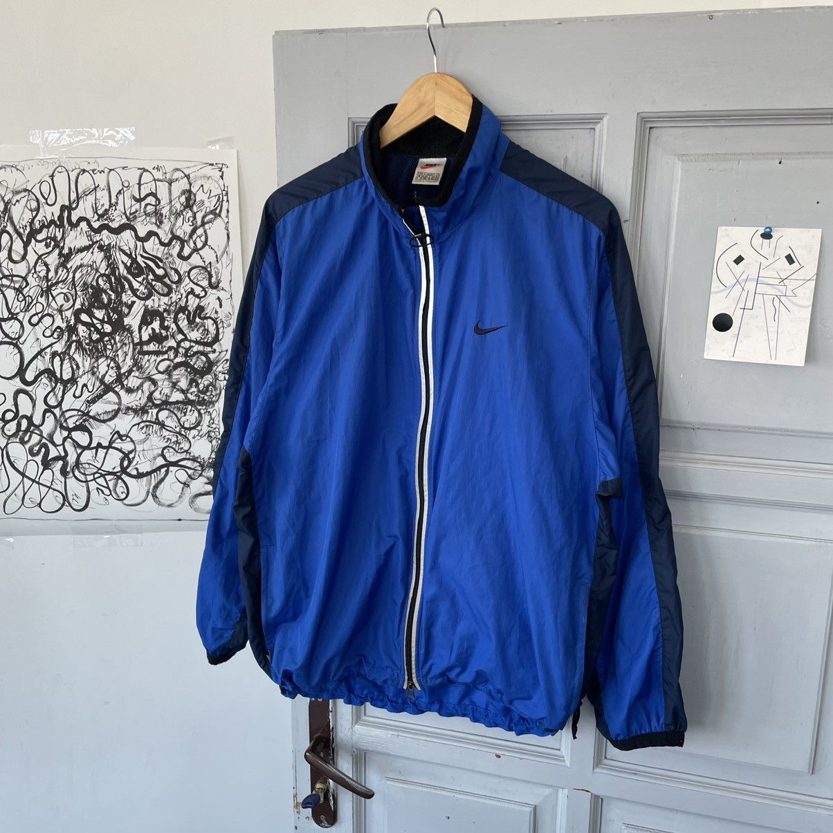 Nike × Vintage Vintage 90’s Nike Neilon Tracksuit Jacket Blue size L Size US M / EU 48-50 / 2 - 4 Thumbnail