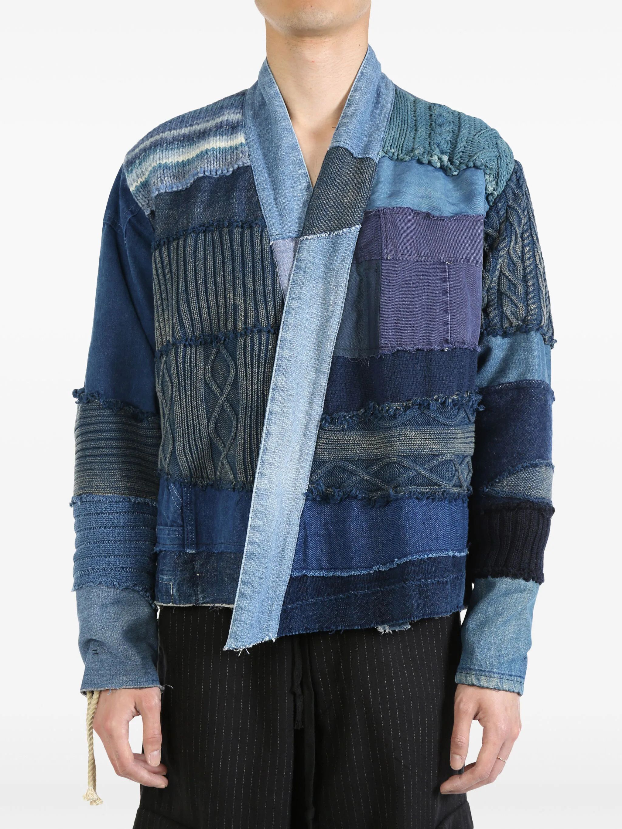 Greg Lauren size 4 - Greg Lauren Mixed Blues GL1 cropped jacket denim Size US XL / EU 56 / 4 - 1 Thumbnail