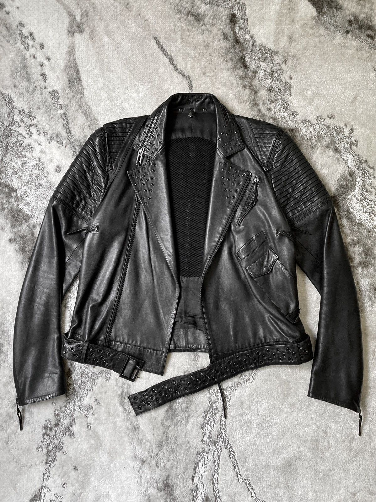 Dior × Hedi Slimane S/S 2004 “Strip” Leather Biker Jacket Size US M / EU 48-50 / 2 - 20 Thumbnail