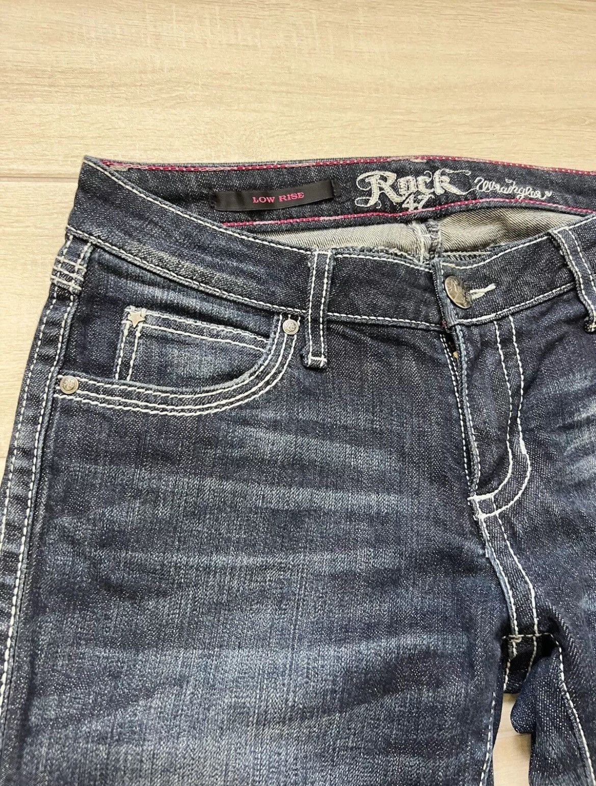 Vintage × Wrangler VTG women's jeans Wrangler Rock 47 Low Rise blue dark Cotton Size 34" / US 12 / IT 48 - 3 Thumbnail
