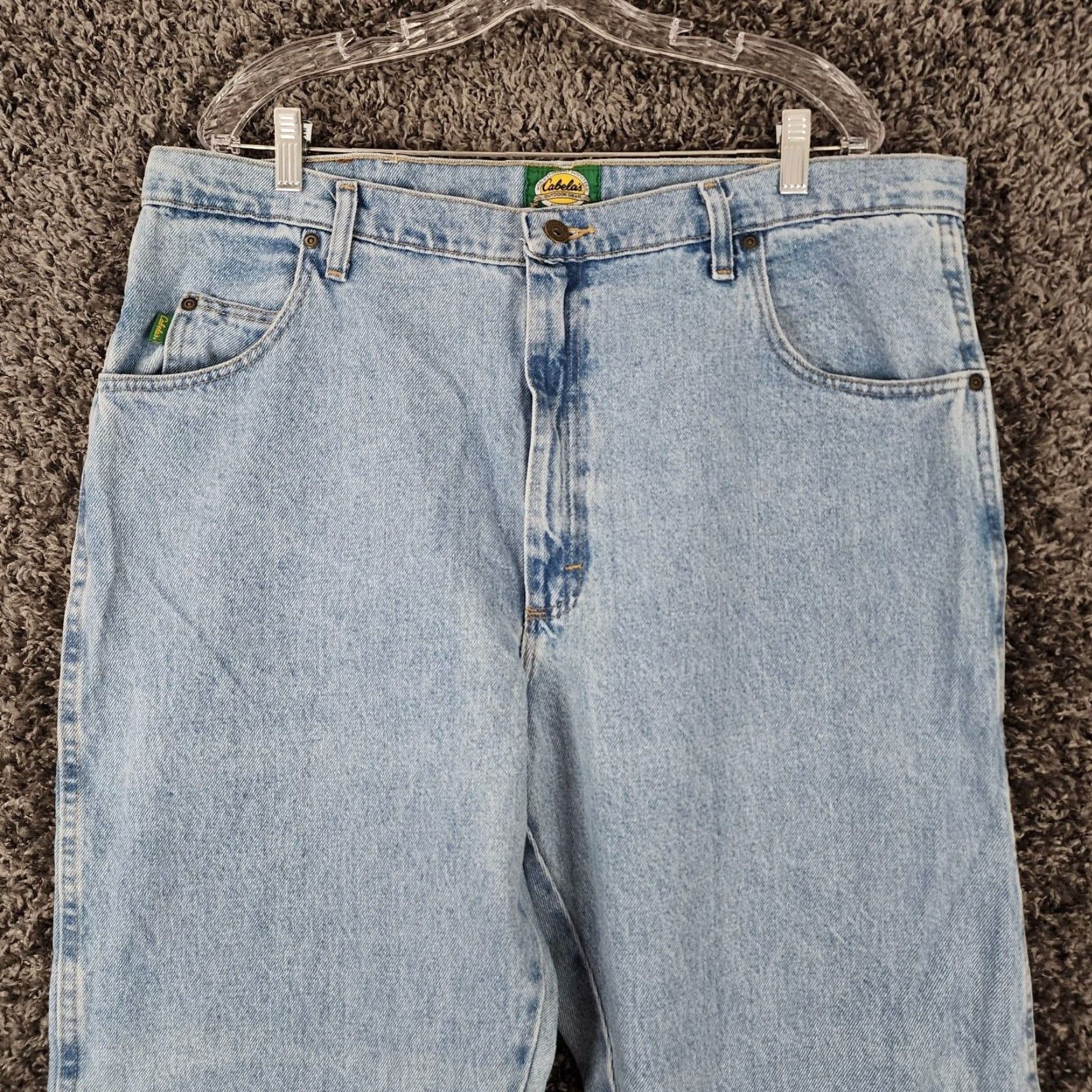 Vintage Cabela's Men's Jeans Blue Light Wash Straight Leg 38x35 Regular Inseam 35 Size US 38 / EU 54 - 2 Thumbnail