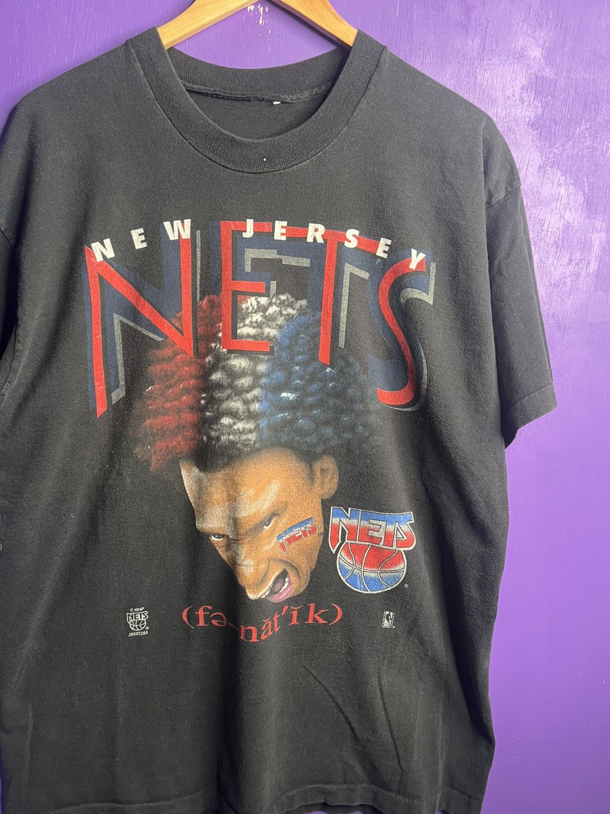 NBA × Vintage Vintage 90s New Jersey nets fanatic Afro t-shirt Size US XL / EU 56 / 4 - 3 Thumbnail