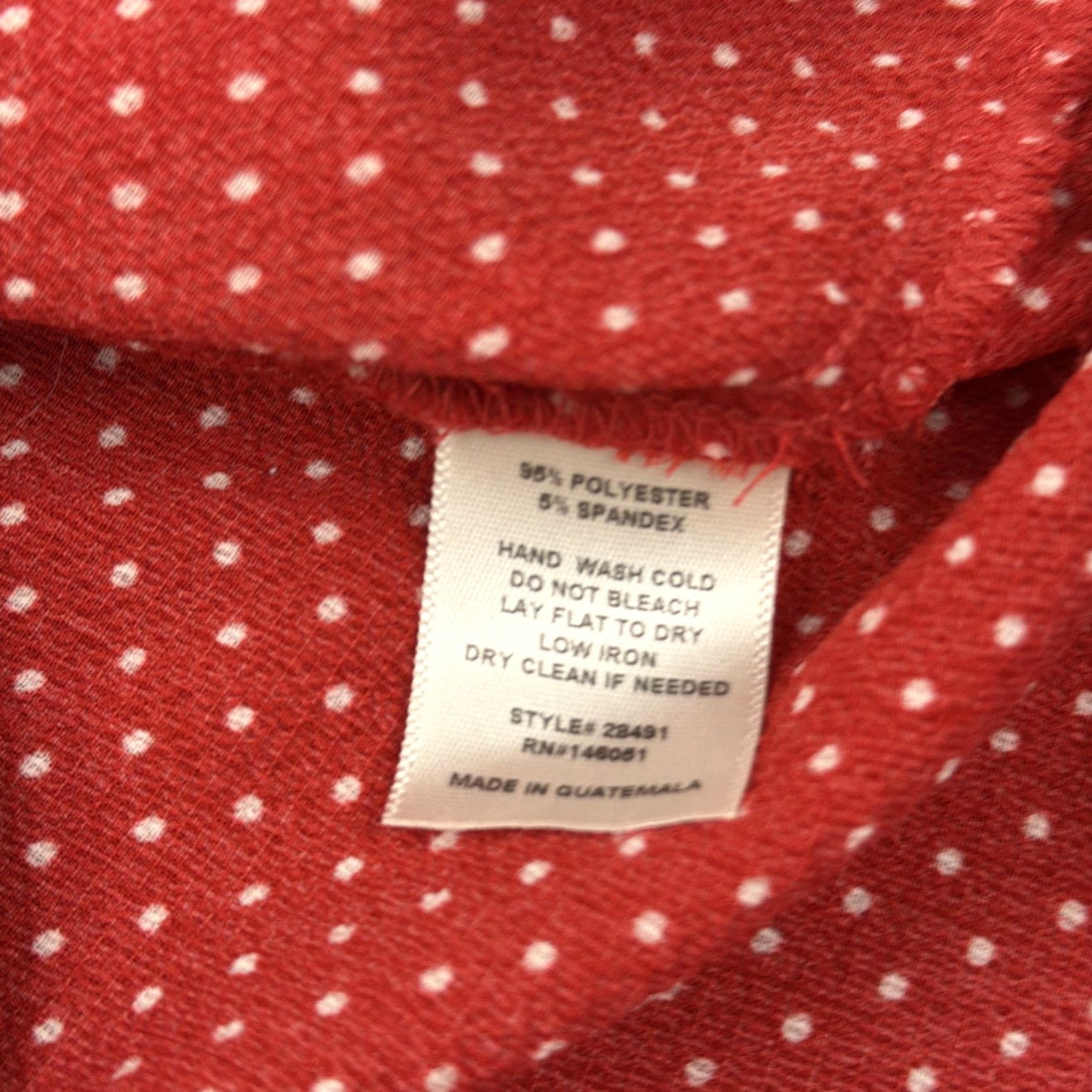 Vintage Monteau Shirt Women Red Polka Dot Tie Front Ruffle Sleeve Blouse Medium Size M / US 6-8 / IT 42-44 - 7 Thumbnail