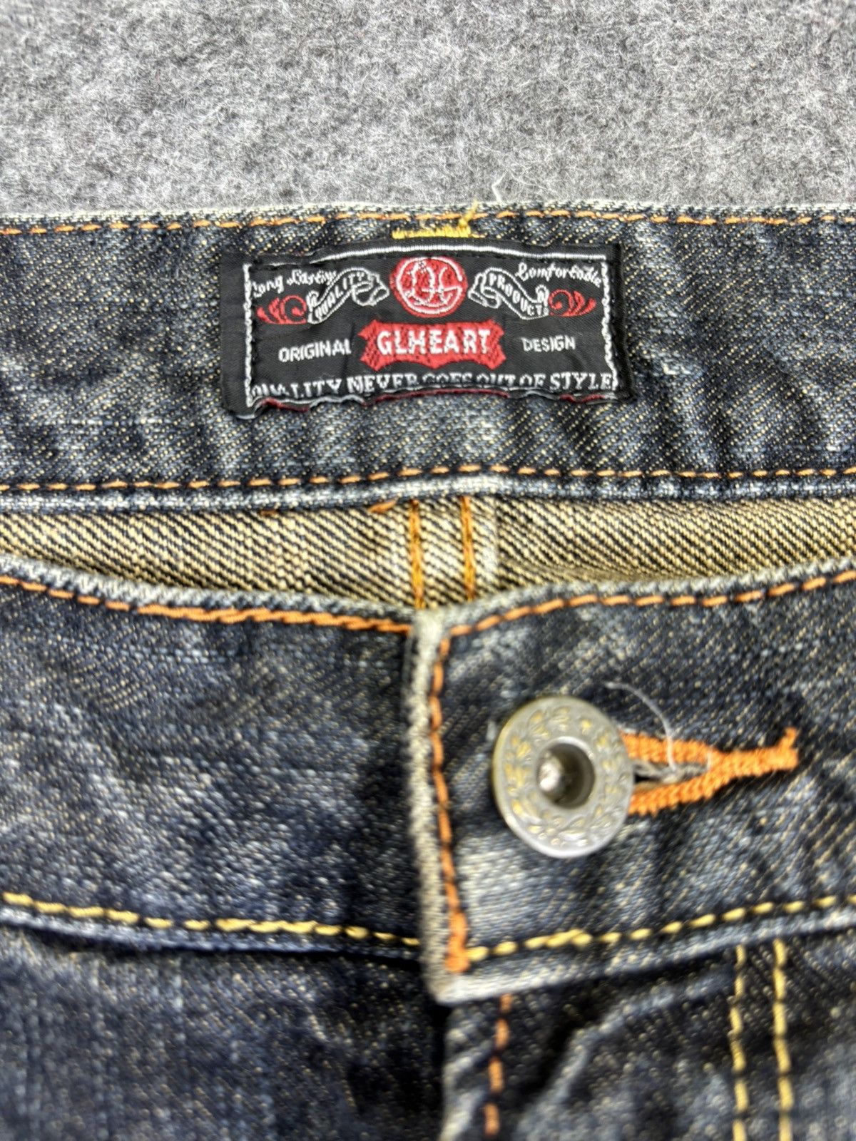 Japanese Brand 💥Sick 90s Style💥GLHeart Mud Stone Wash Denim F761 Size US 33 - 7 Thumbnail