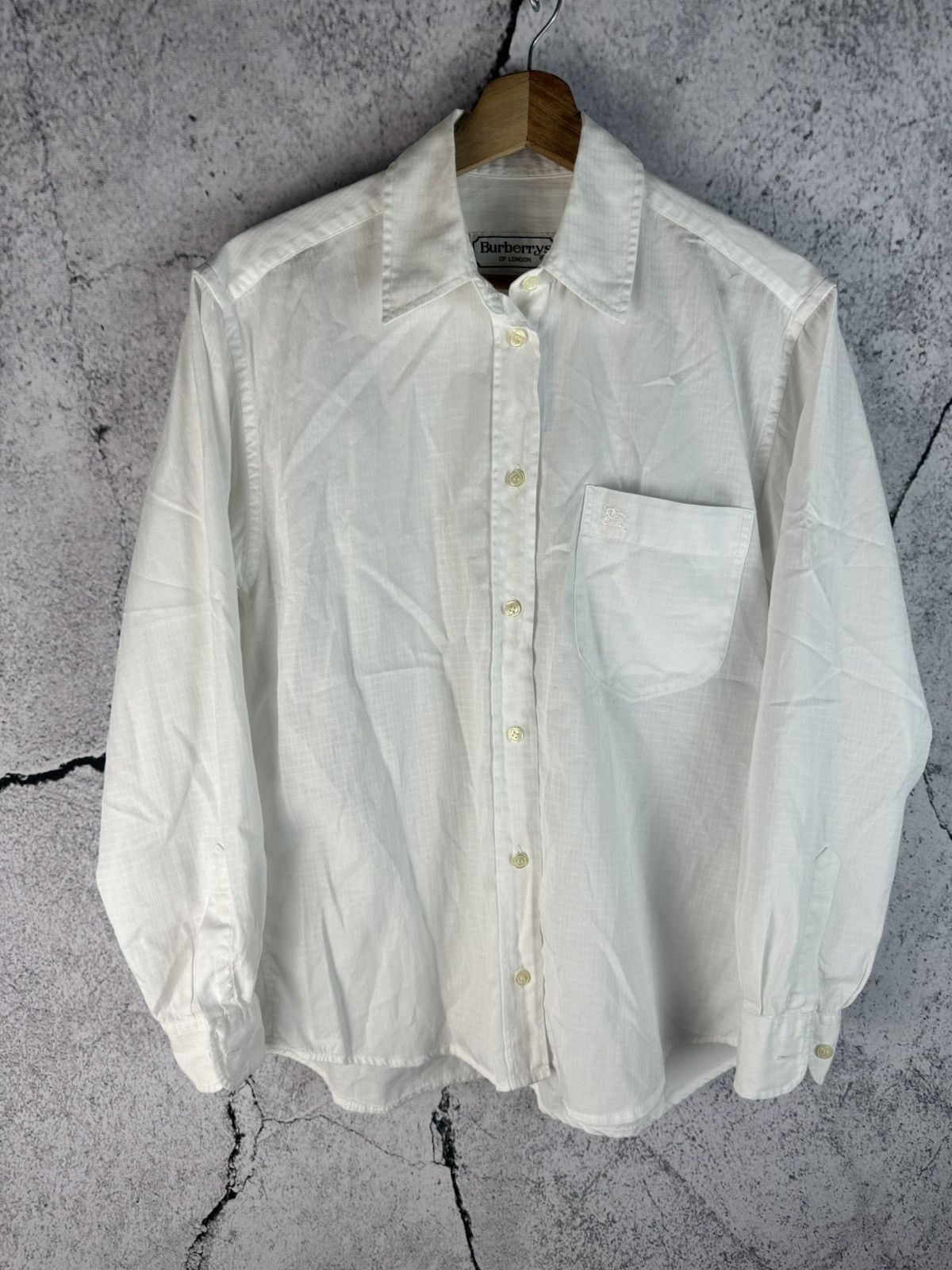 Burberry Vintage Burberry WMNS White Long Sleeve Shirt Ladies Size L / US 10 / IT 46 - 1 Thumbnail