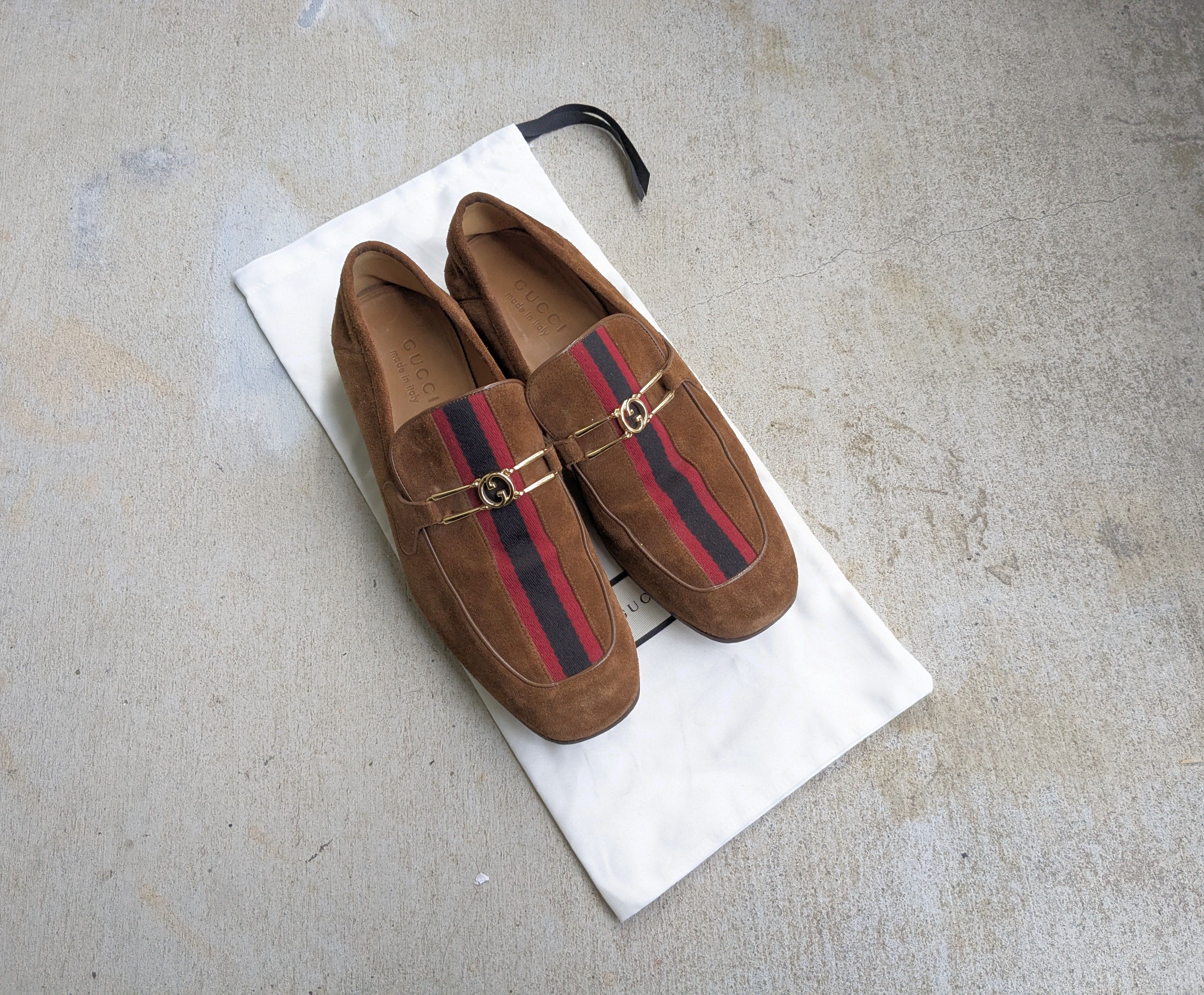 Gucci Gucci Interlocking G Loafers Brown Suede 9 Web Horsebit Size US 9 / EU 42 - 1 Thumbnail