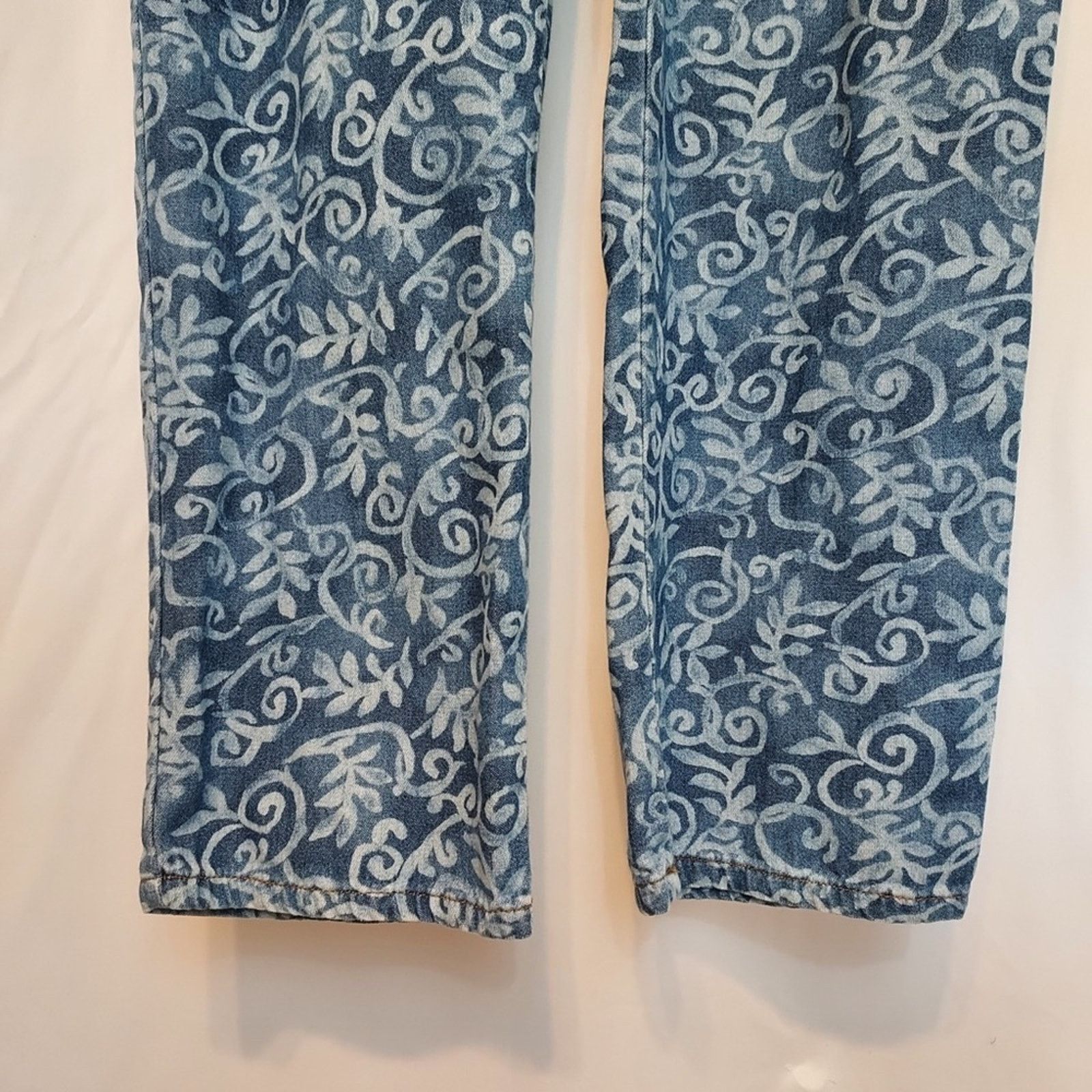 Other Carole Little Blue White Floral Denim High Rise Jeans Pants Size 28" / US 6 / IT 42 - 8 Thumbnail
