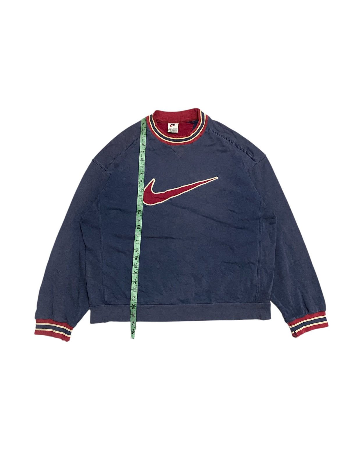 Nike × Vintage Vintage Nike Big Swoosh Embroided Distress Sweatshirt Size US L / EU 52-54 / 3 - 10 Thumbnail