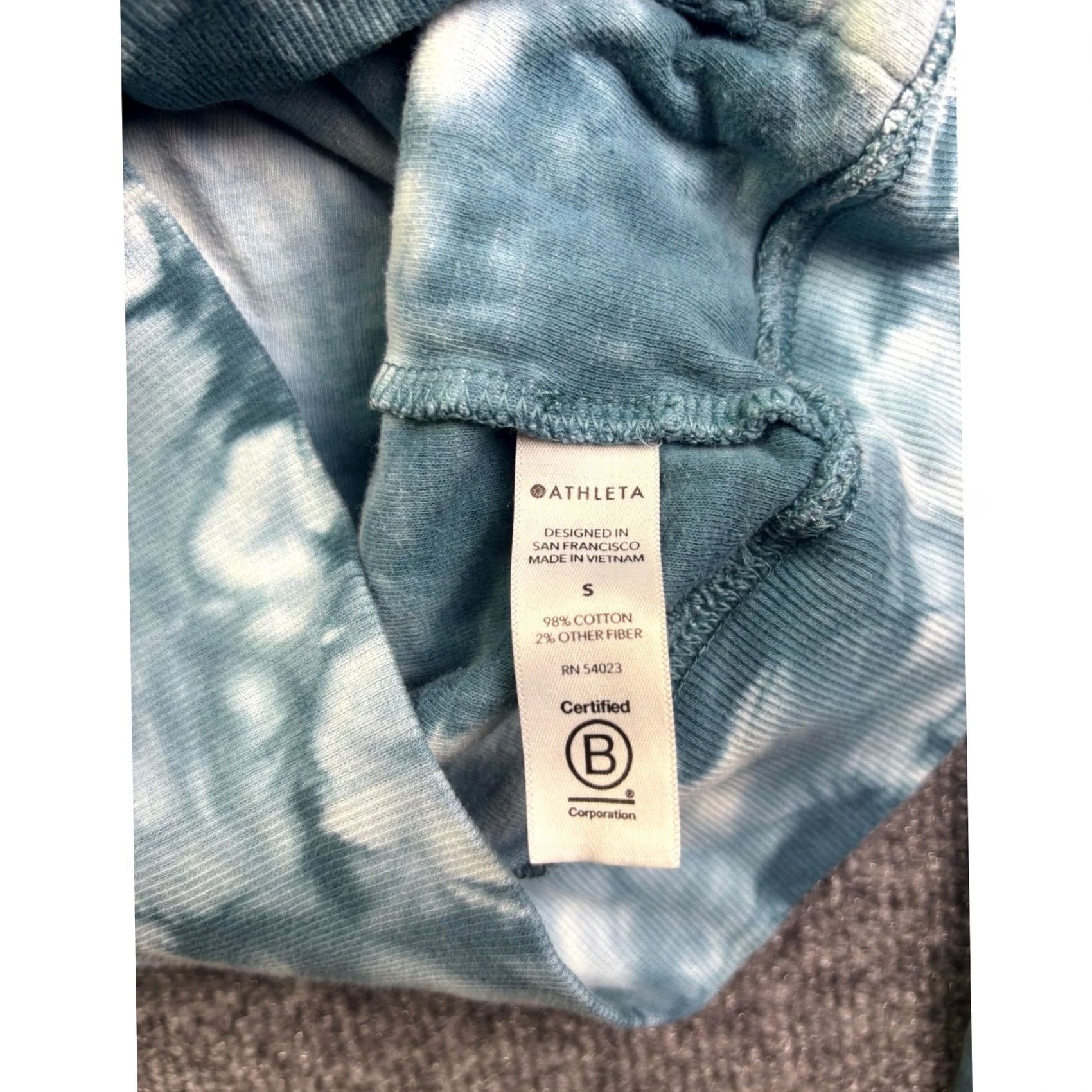 Athleta Athleta Hoodie Womens Small Blue Tie Dye Long Sleeve Cotton Blend Pullover Size S / US 4 / IT 40 - 7 Thumbnail