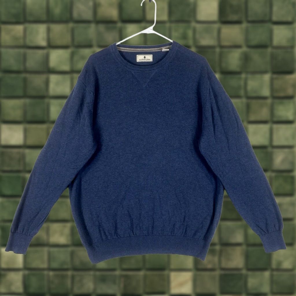 Vintage Southern Pines Golf Sweater Mens XL Blue Long Sleeve Pullover Crew Neck Casual Knit Cotton 100% All Seasons Size US XL / EU 56 / 4 - 1 Thumbnail