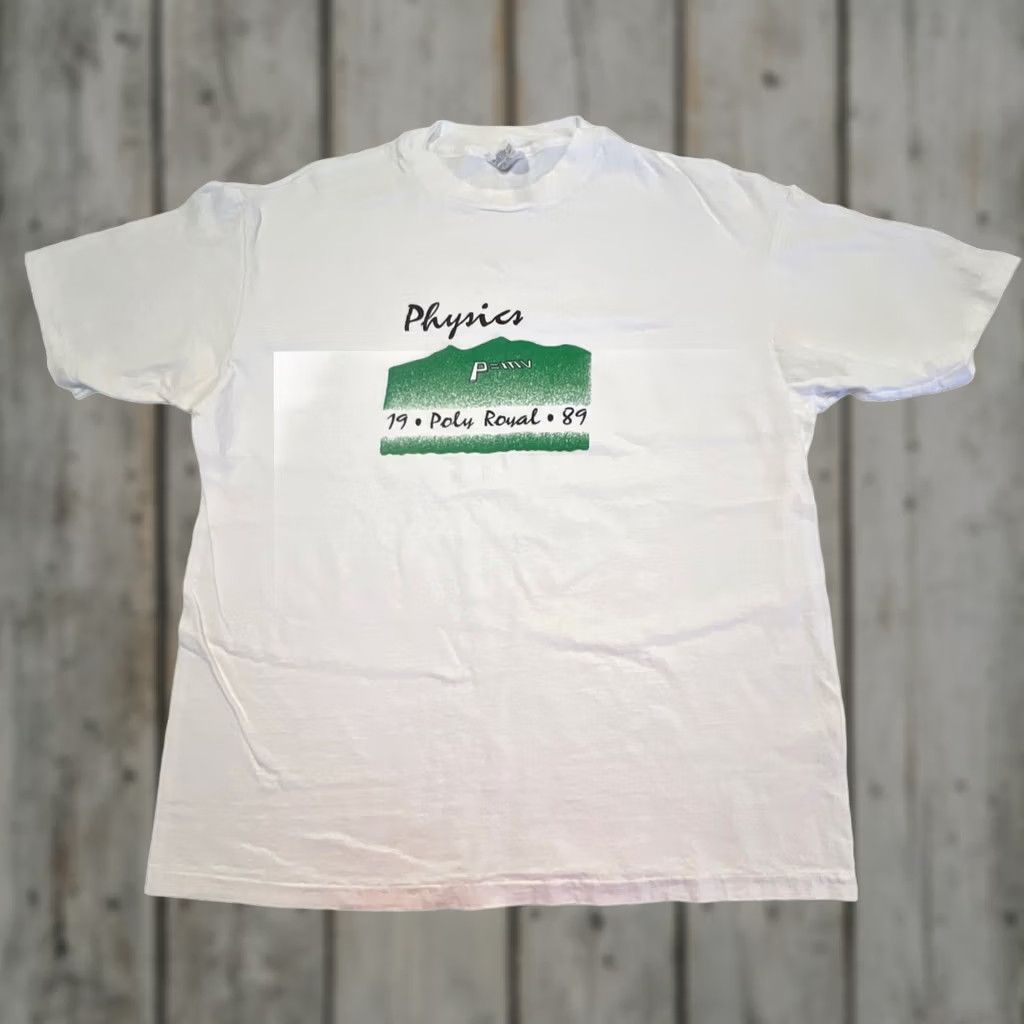 Hanes VINTAGE 1989 Cal Poly San Luis Obispo Shirt XL Poly Royal Graphic Single Stitch Hanes White Cotton Short Sleeve Unisex 1980s Sportswear Size US XL / EU 56 / 4 - 1 Thumbnail