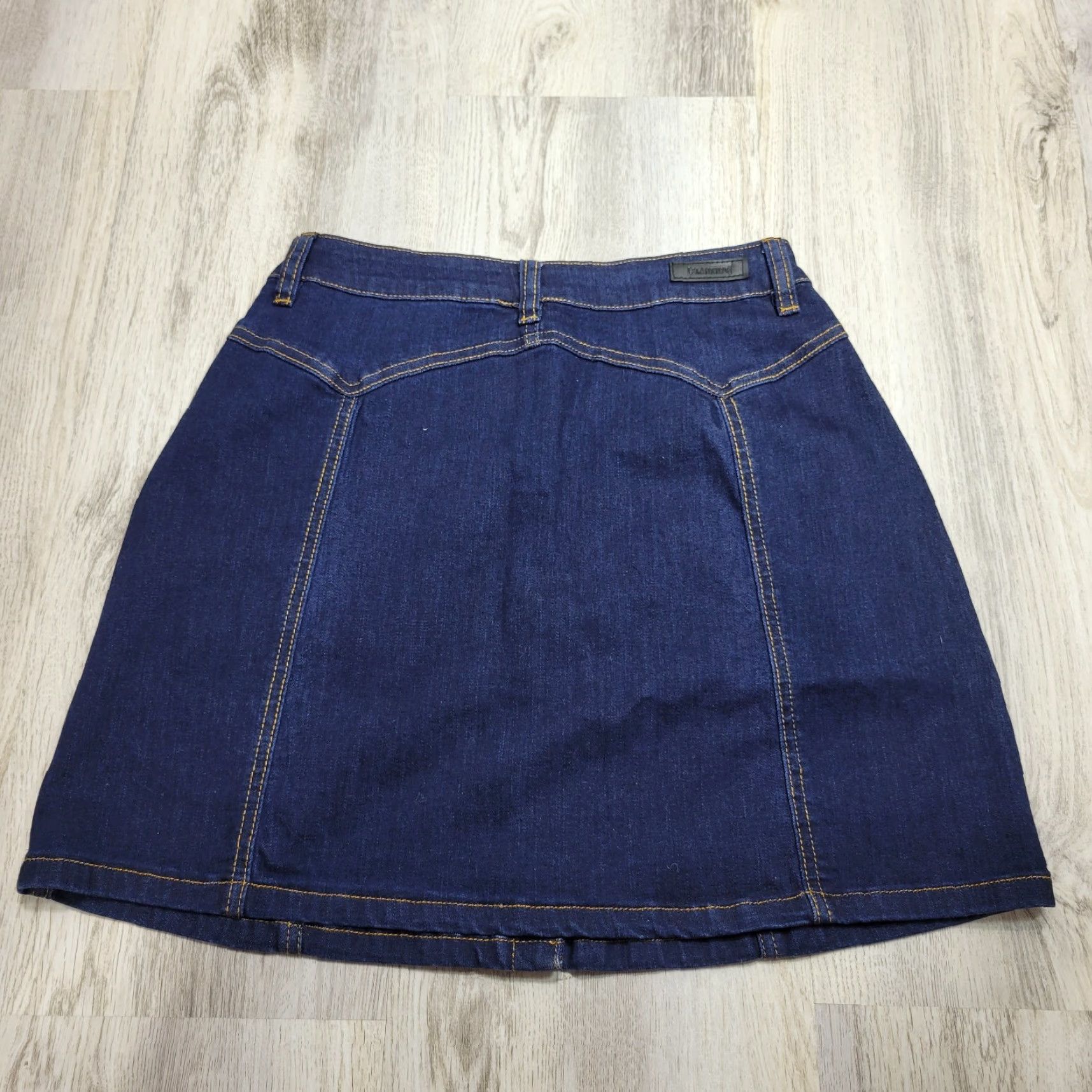 Vintage BLANKNYC Blue A-Line Skirt Snap Buttons Casual Cotton Rayon Size 27 NWT Womens Short Skirt Size 27" / US 4 / IT 40 - 4 Thumbnail