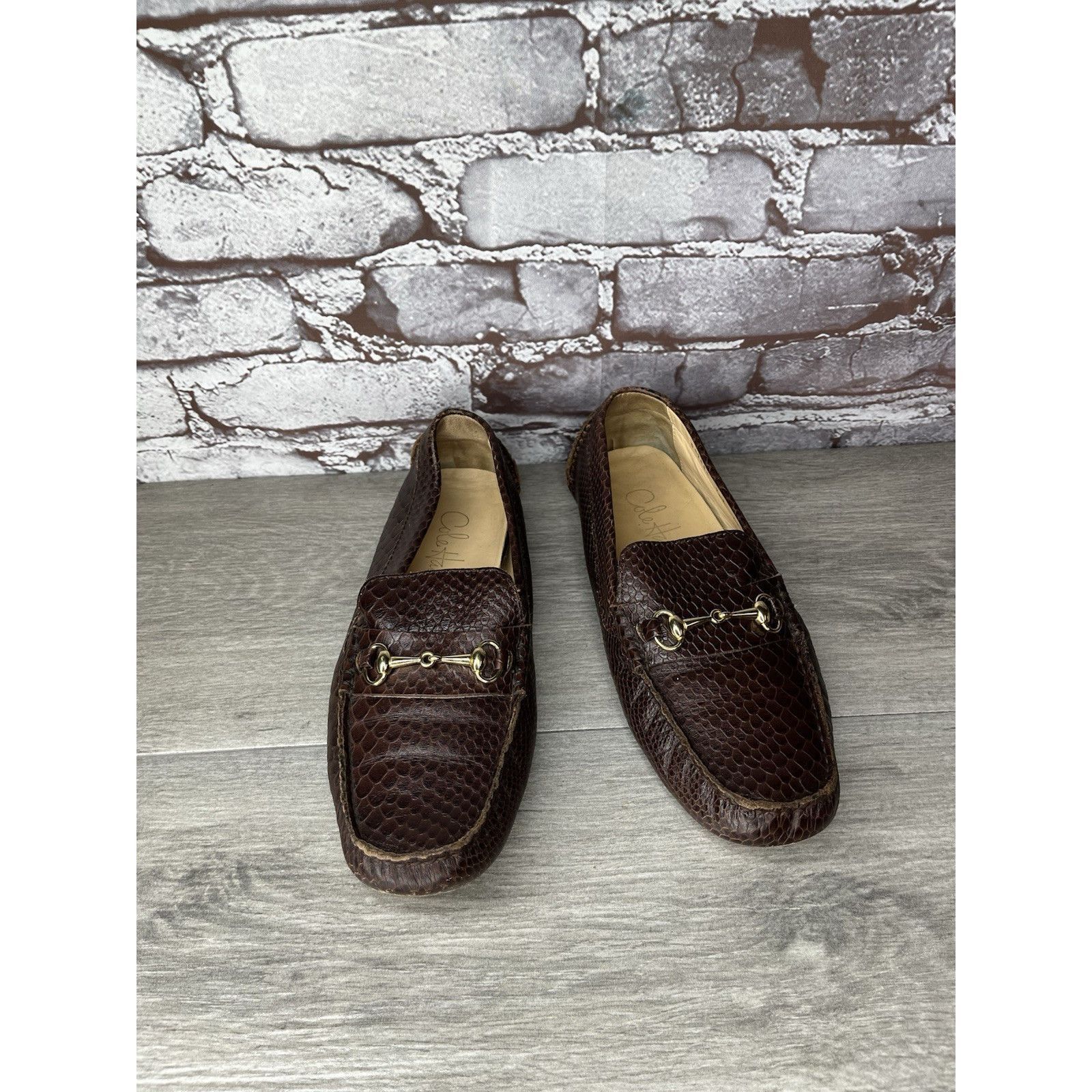 Cole Haan COLE HAAN Dark Mocha Brown Leather Python Print Shelby Flats Size US 7.5 / IT 37.5 - 5 Thumbnail