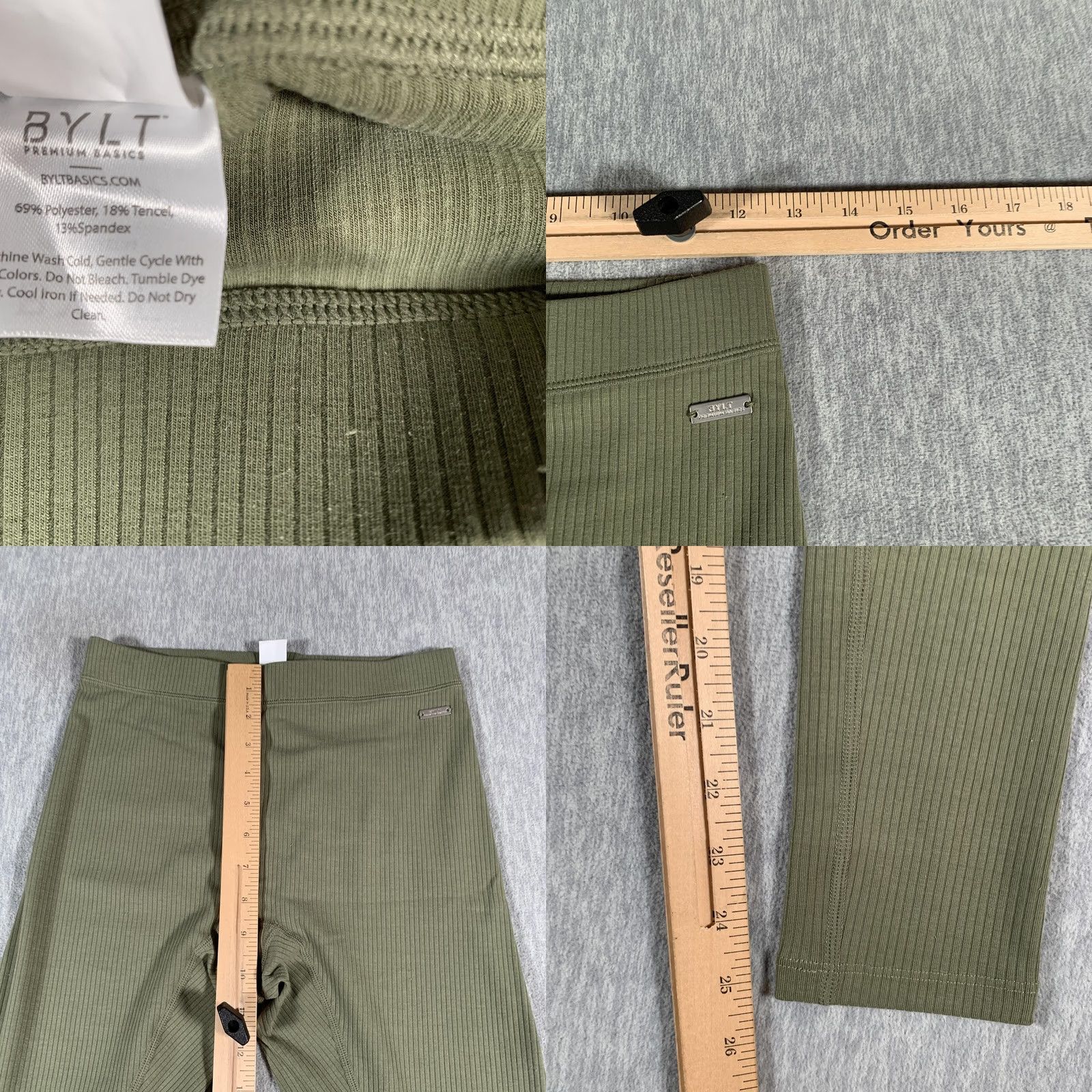 Olive BYLT Womens Small Olive Green Rib High-Waist Legging Pants Yoga Activewear Size 28" / US 6 / IT 42 - 8 Thumbnail