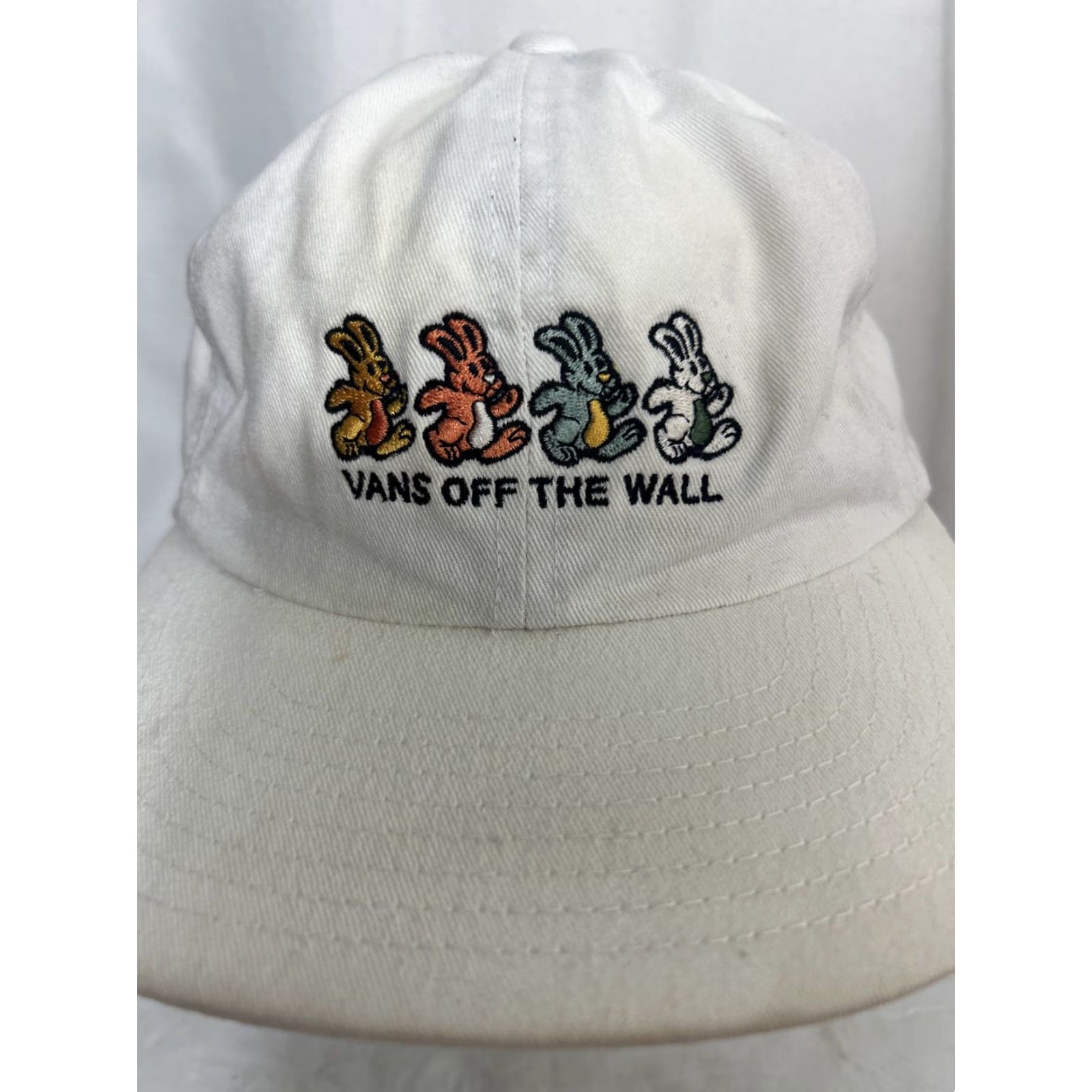 Vans VANS Peace Of Mind Jockey Strapback Hat Dad Hat White Bunnies stains Men Adjustable Cap Size ONE SIZE - 4 Thumbnail