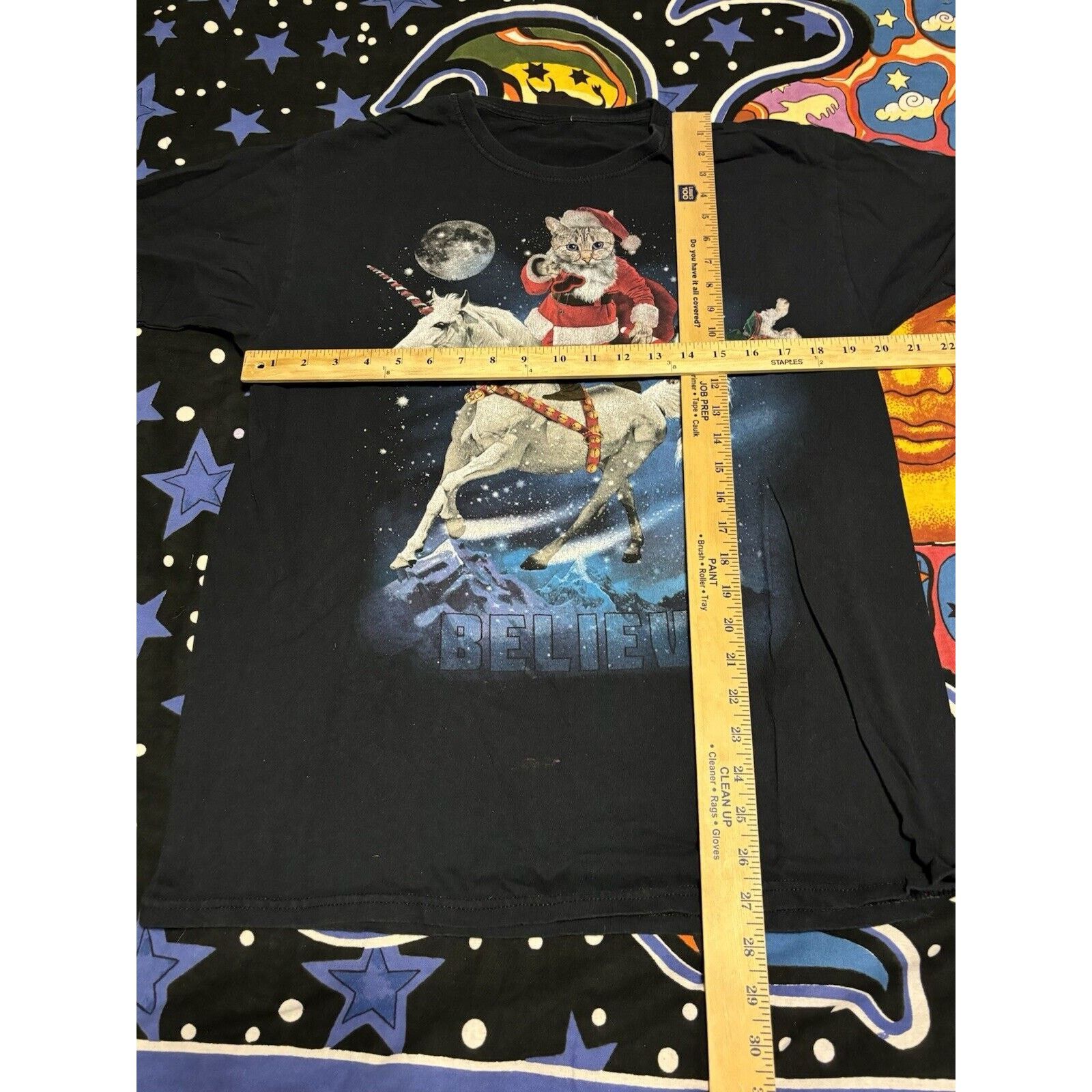 Other Cat Black T-shirt Believe Santa Unicorn Shirt Size Unknown Size US L / EU 52-54 / 3 - 4 Thumbnail