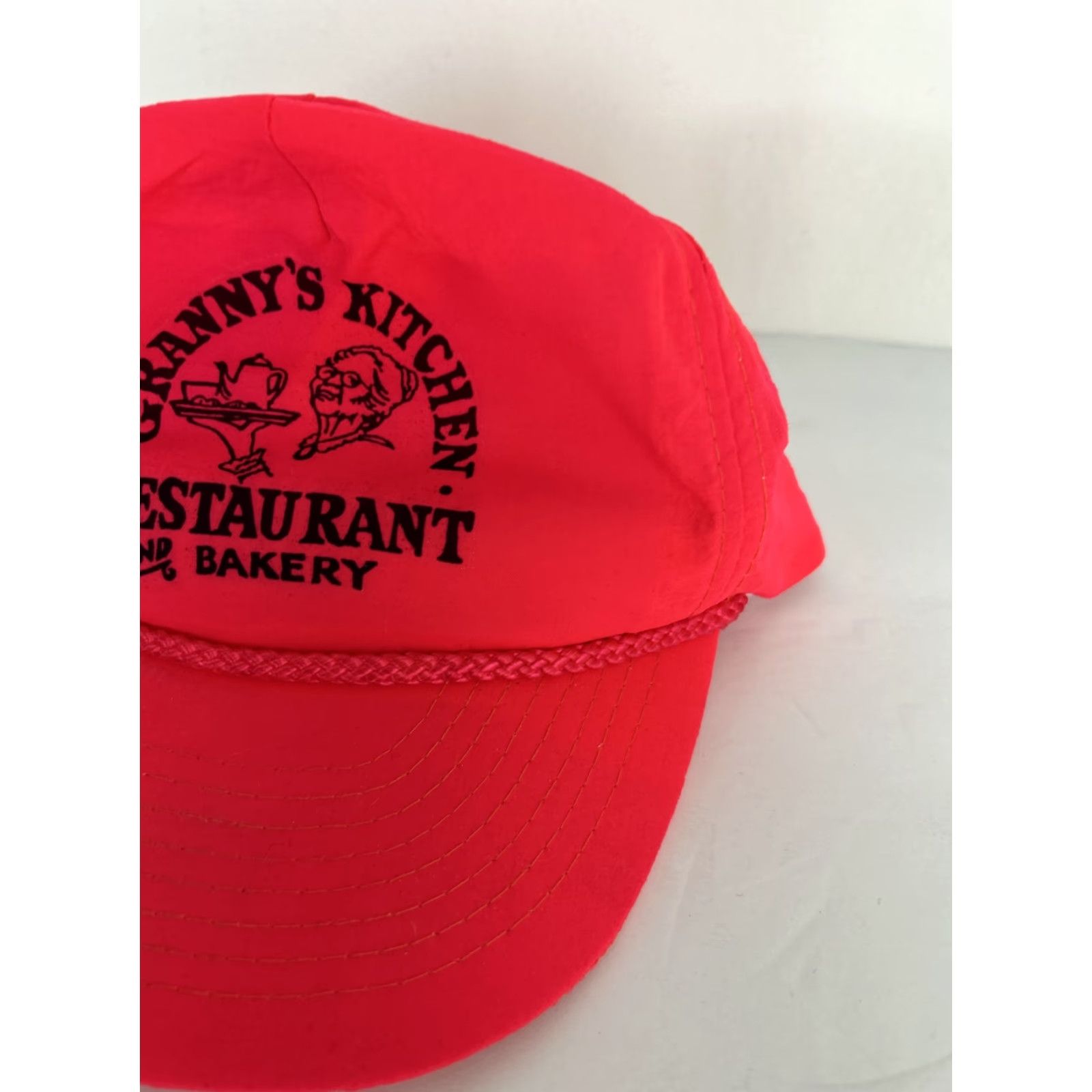 Pinko VINTAGE Neon Pink Strap Back Hat Hook And Loop Granny’s Kitchen Mohr’s Baseball Cap One Size Men Pink Adjustable Baseball Cap Mens Size ONE SIZE - 4 Thumbnail
