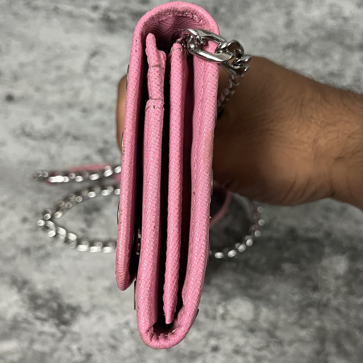 Prada Prada Pink Saffiano Rings Stud Clutch Chain Crossbody Size ONE SIZE - 21 Thumbnail