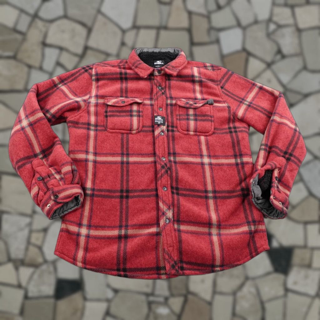 O'Neill O'Neill Jacket Mens Medium Red Plaid Superfleece Sherpa Lined Shacket Button Up Size US M / EU 48-50 / 2 - 1 Thumbnail