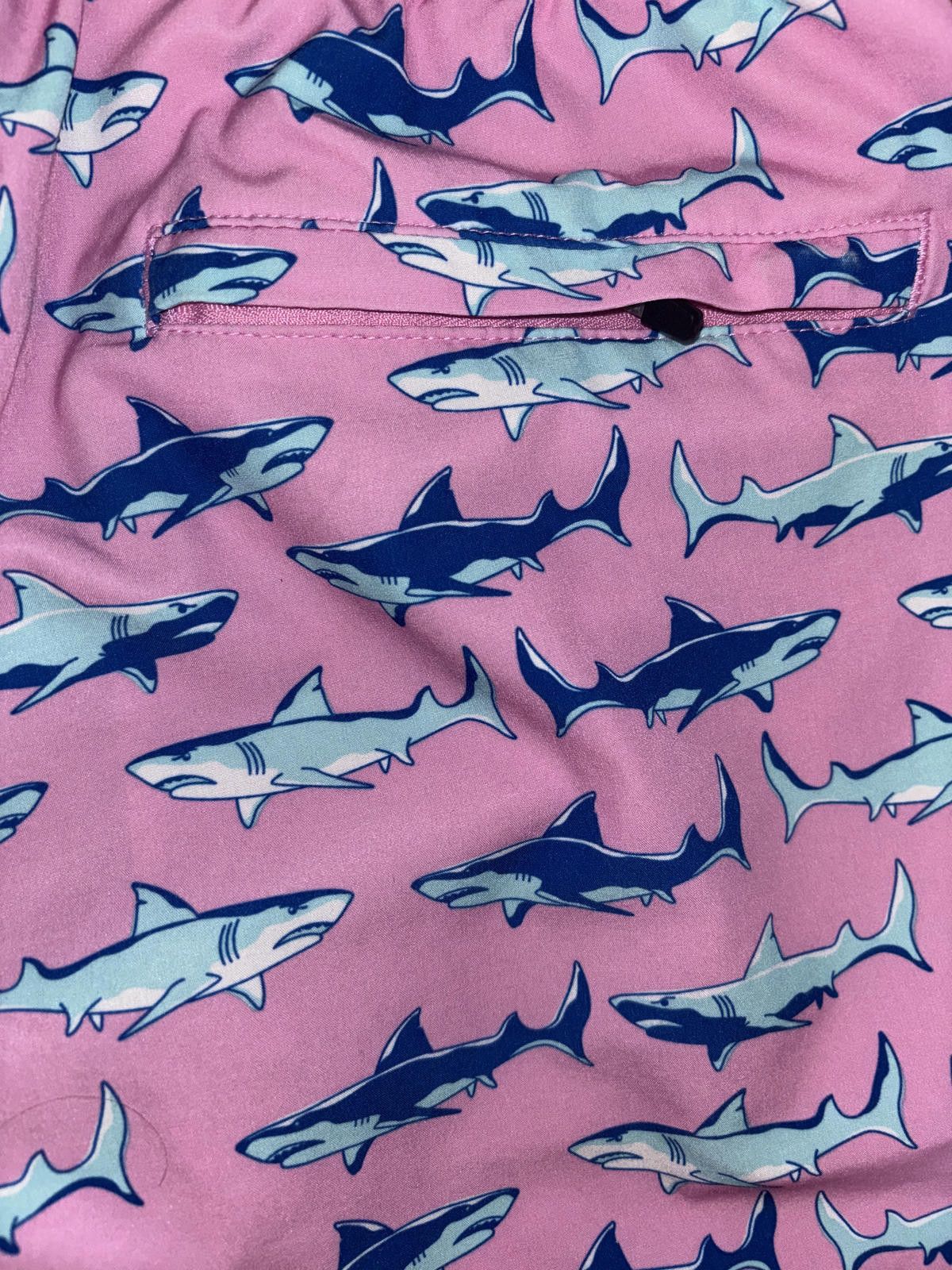 Unknown London Member's Mark Men's Pink Shark Print Swim Trunks. Size S. Size US 32 / EU 48 - 3 Thumbnail