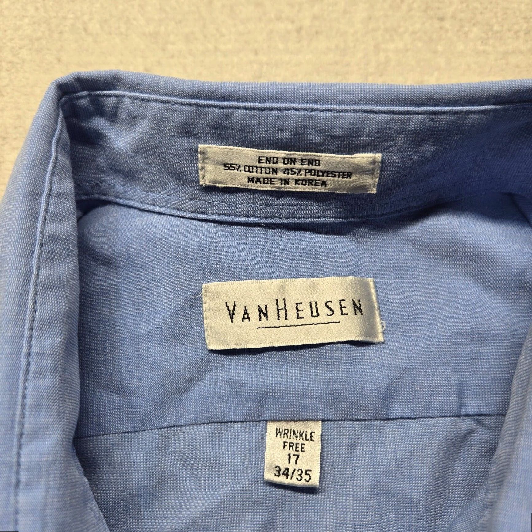 Van Heusen Van Heusen Solid Blue Long Sleeve Button-Down Shirt Adult Men 17 34/35 Mens Size US XL / EU 56 / 4 - 3 Thumbnail