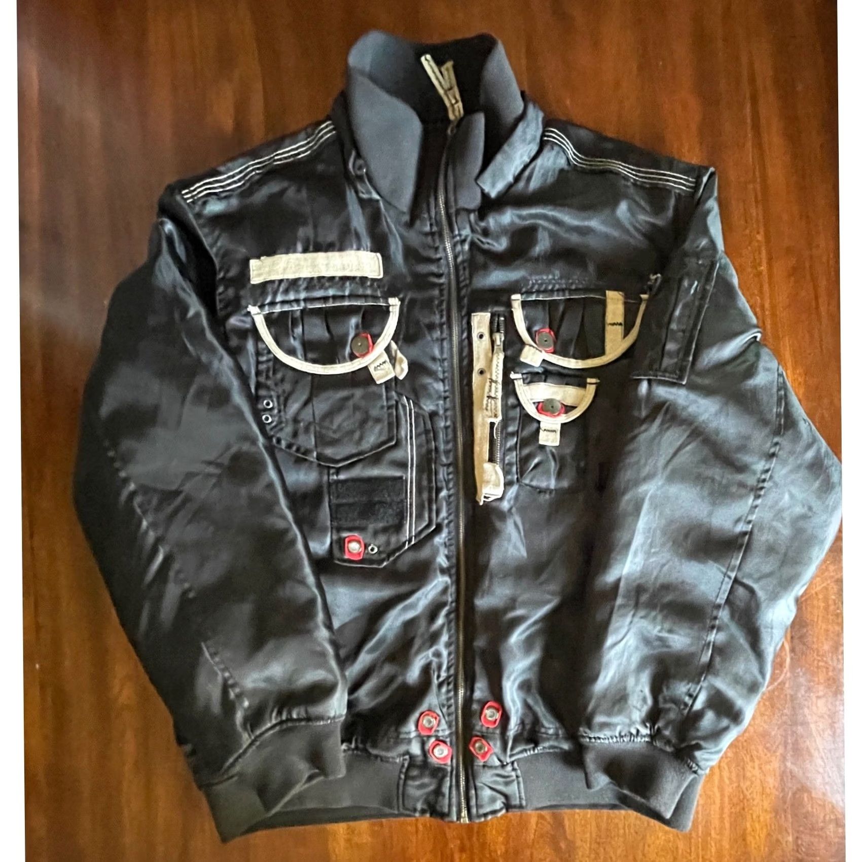 Vintage Raw Blue Mens XL Bomber Jacket Military Pilot Style Black Full Zip Size US XL / EU 56 / 4 - 5 Thumbnail