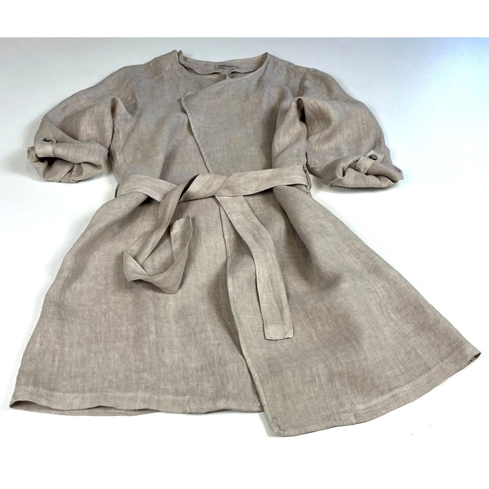 Vintage VINTAGE Women's Alessia Pacini Linen Wrap Cardigan Roll Up Sleeves Made in Italy Sz S Size S / US 4 / IT 40 - 6 Thumbnail
