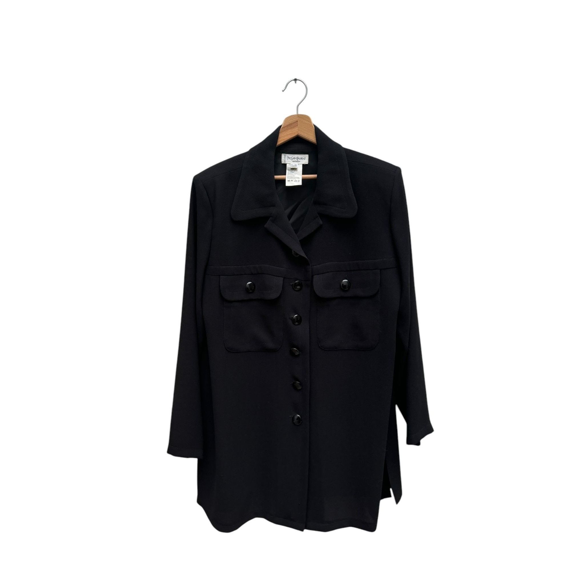 Yves Saint Laurent Black Wool Blouse Shirt Size L / US 10 / IT 46 - 1 Thumbnail