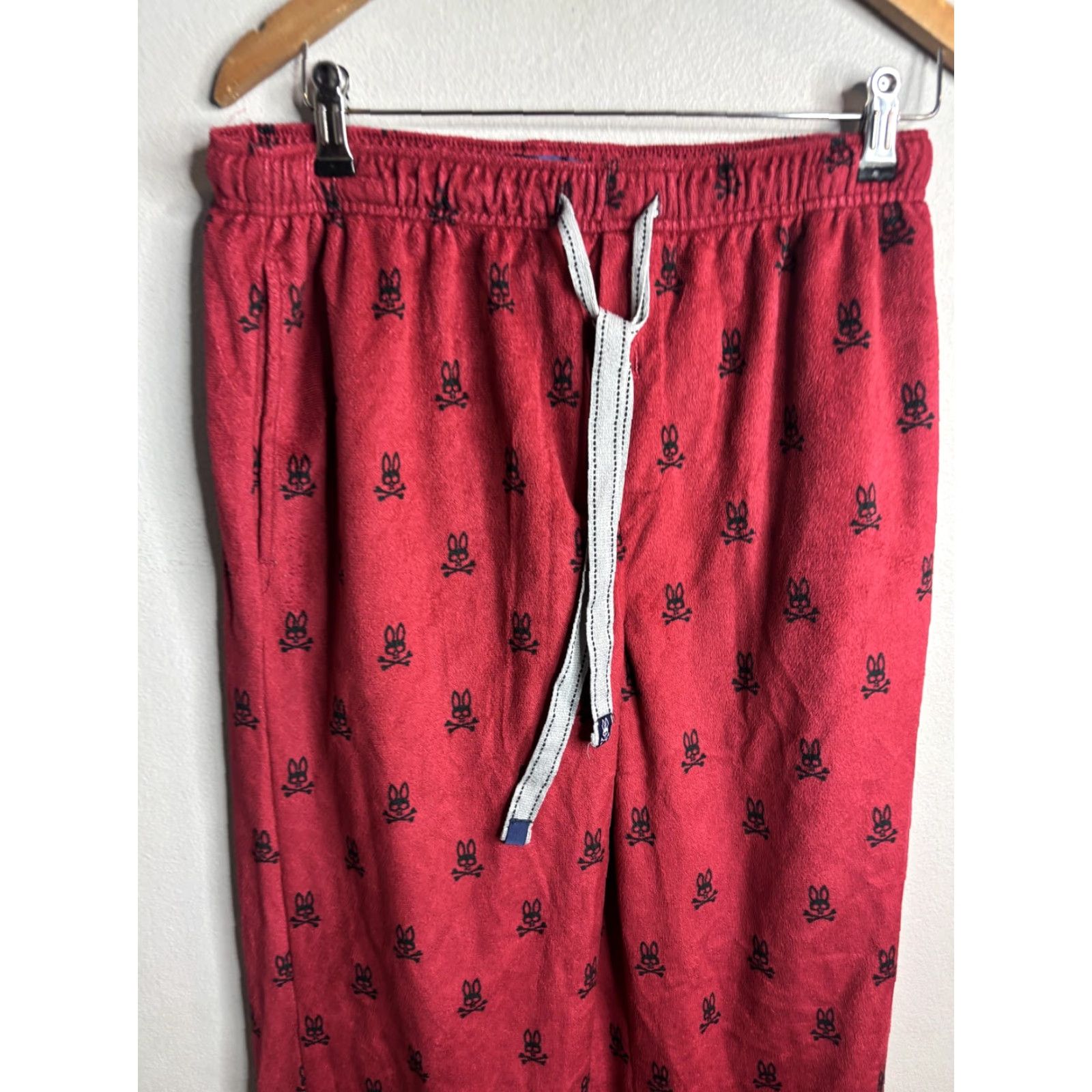 Psycho Bunny Psycho Bunny Pajama Pants Mens M Red Fleece Drawstring Lounge Sleepwear Size US 31 - 2 Thumbnail