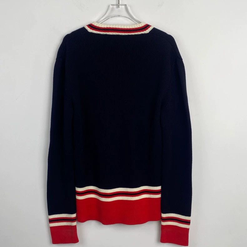 Gucci Gucci Badge embroidery dark blue V-neck knitted sweater 250 Size US S / EU 44-46 / 1 - 2 Thumbnail