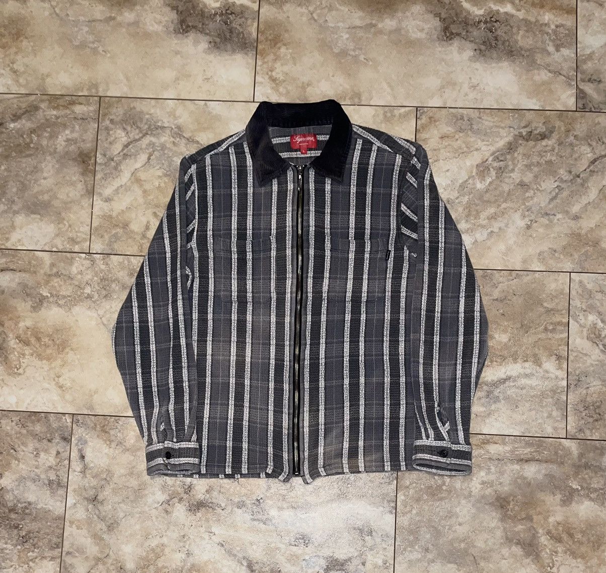 Supreme Supreme Plaid Thermal Zip Up Shirt Black Size Large | Grailed