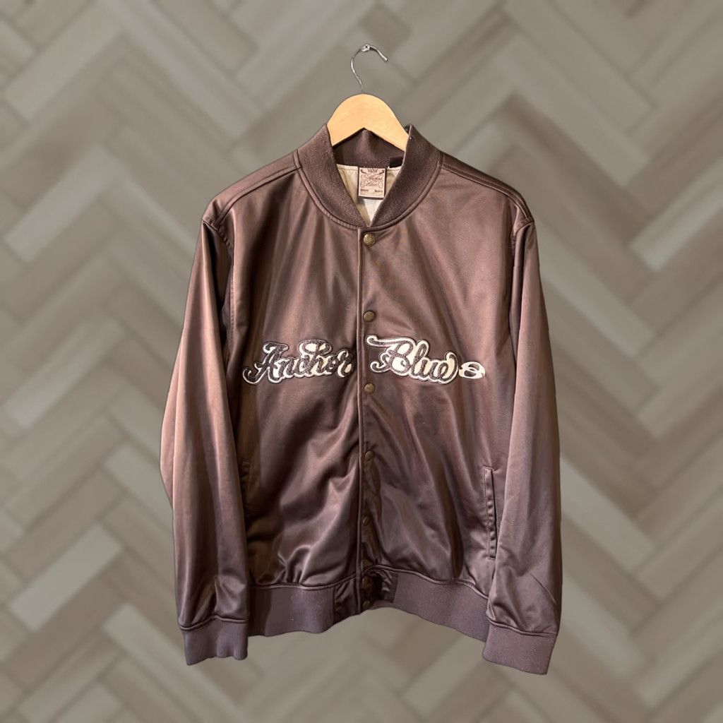 Anchor Blue VINTAGE Anchor Blue Mens Jacket Full Zip Embroidered Bomber Brown L Size Size US L / EU 52-54 / 3 - 1 Thumbnail