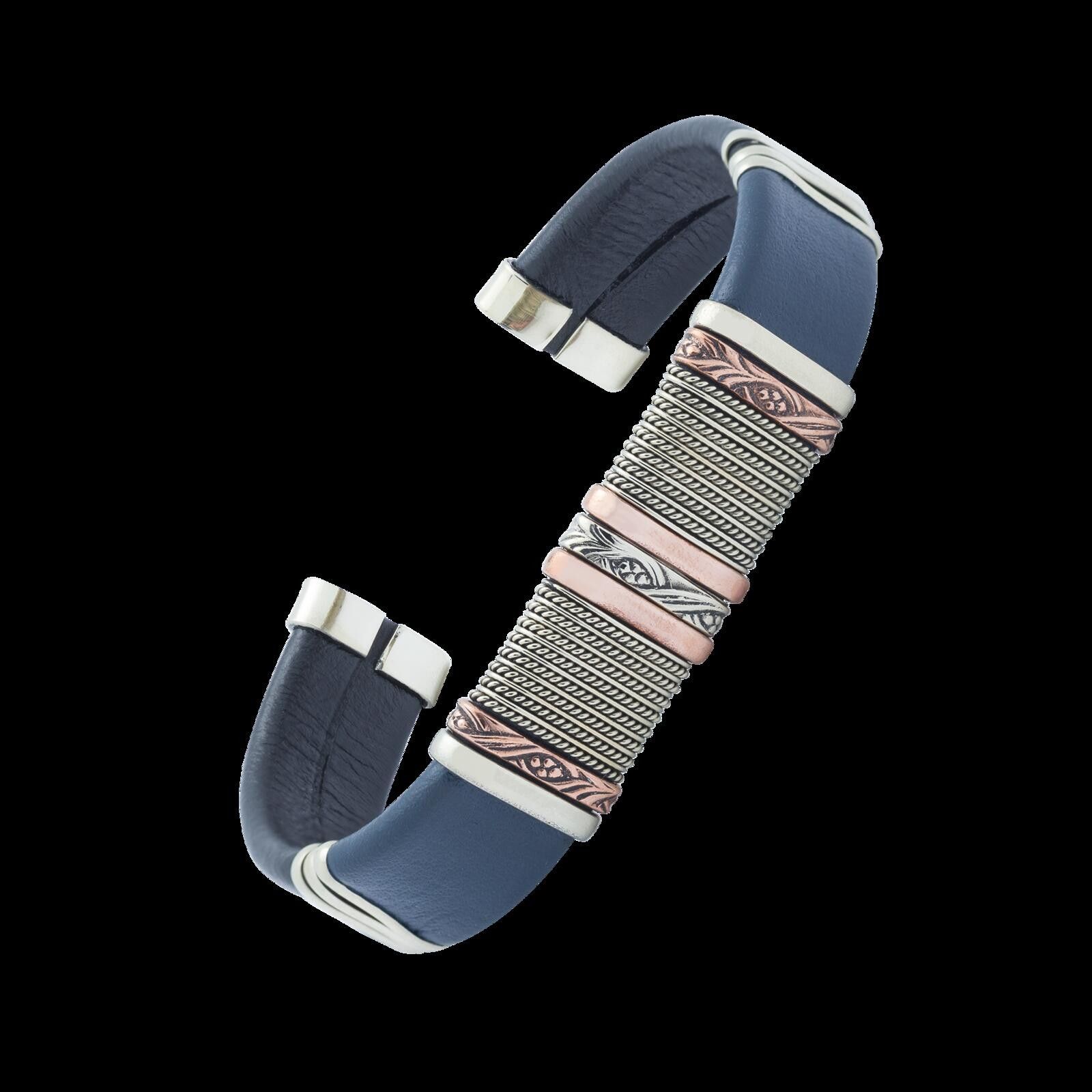 Other Men's Navy Blue Leather Bracelet Size ONE SIZE - 1 Thumbnail